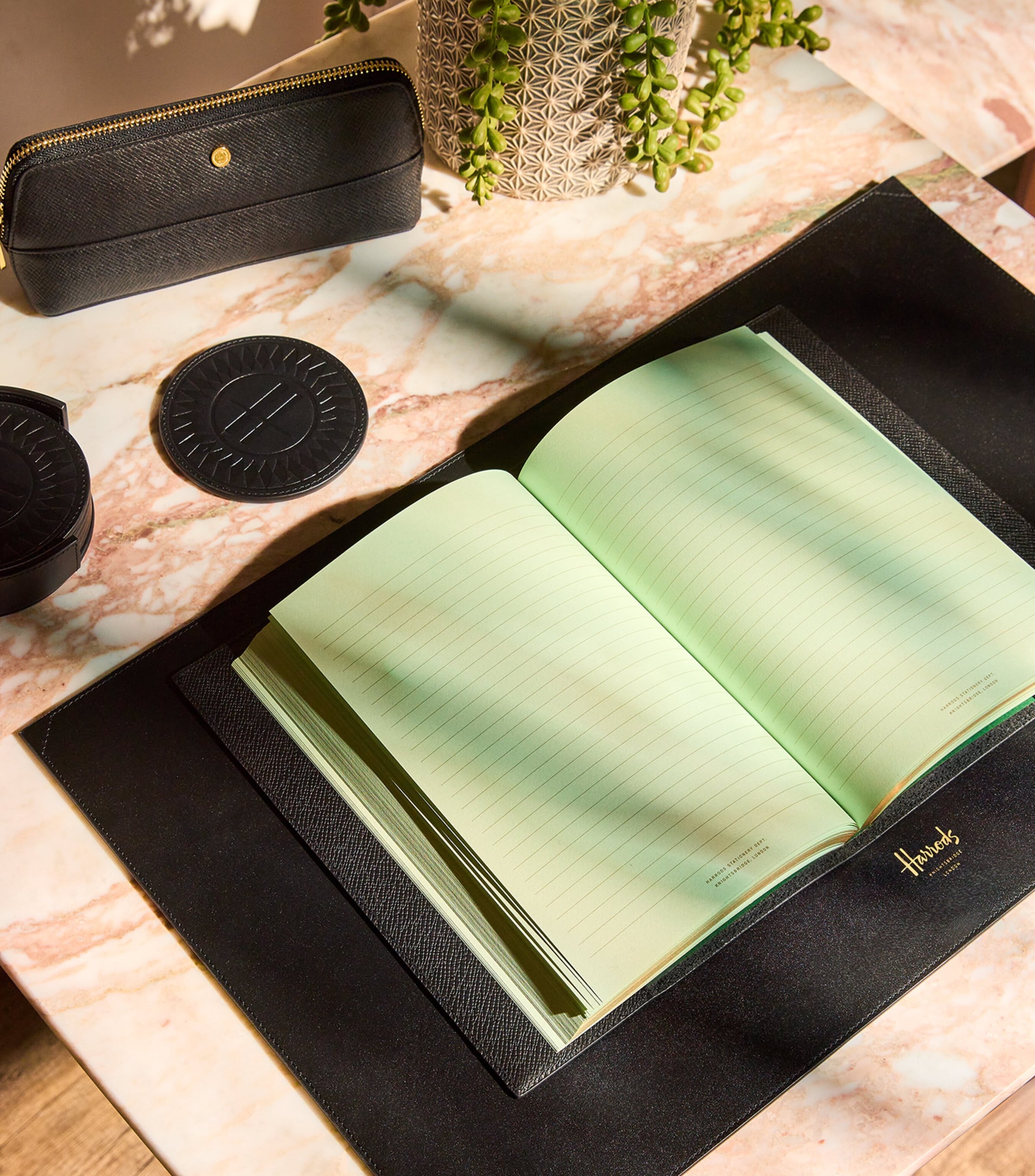 Harrods Leather Pencil Case Black Image 4