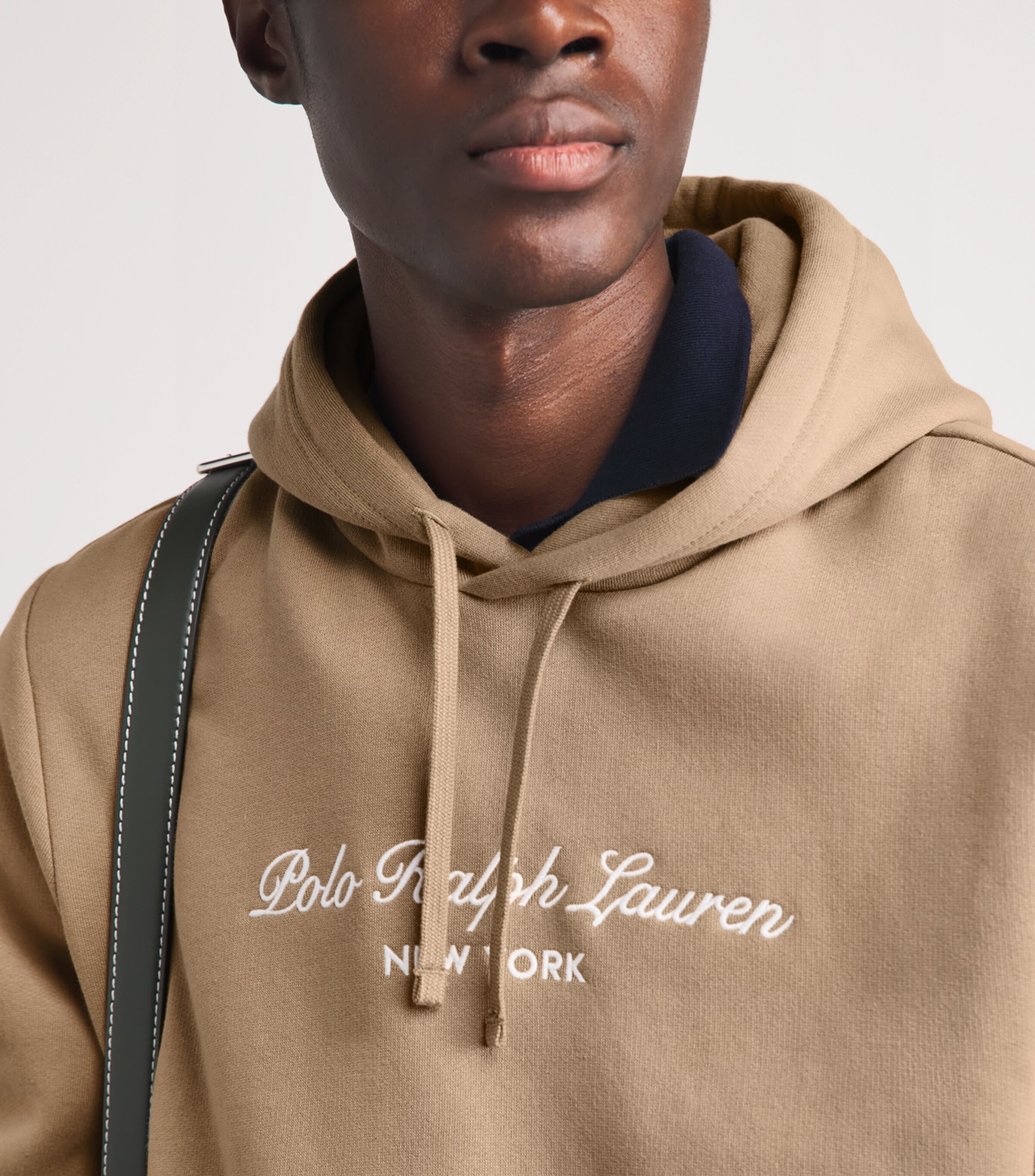 Polo Ralph Lauren Mens Logo Embroidered Hoodie Vintage Khaki Image 3