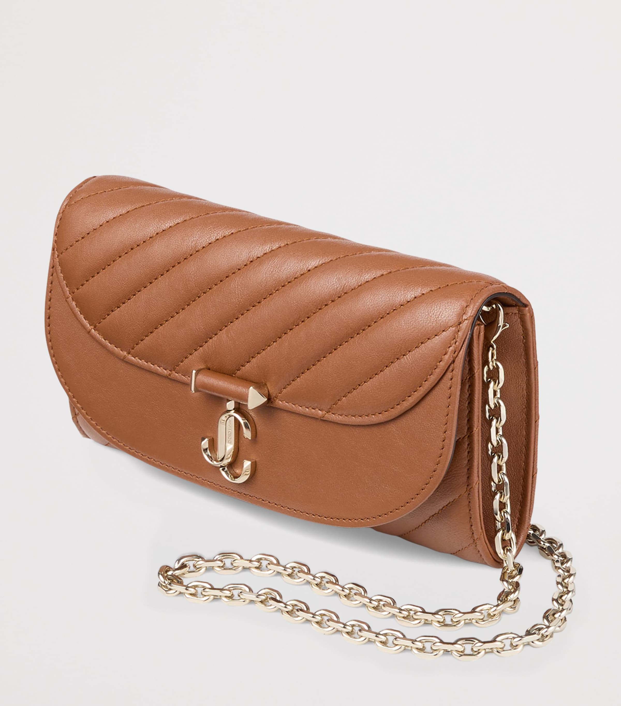Jimmy Choo Curve Leather Chain Wallet Tan/shiny Gold Image 2