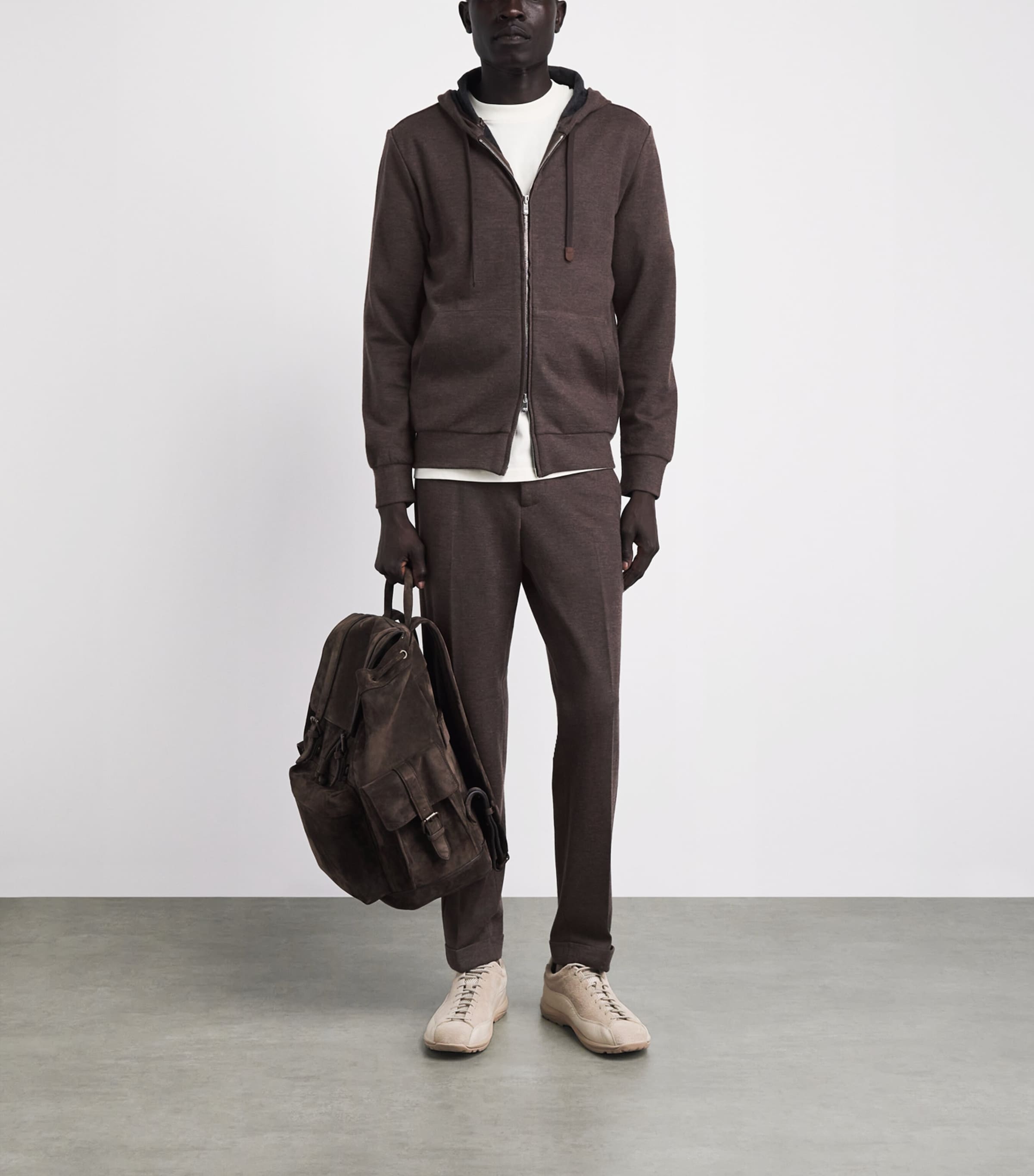 Marco Pescarolo Womens Cashmere-Blend Drawstring Trousers Brown Image 2