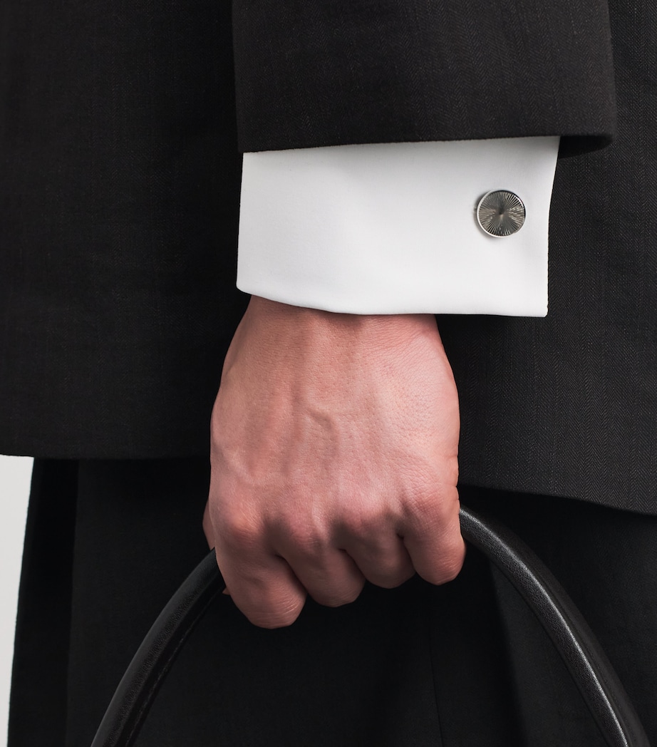 Babette Wasserman Rhodium-Plated Gatsby Wheel Cufflinks Rhodium Image 2