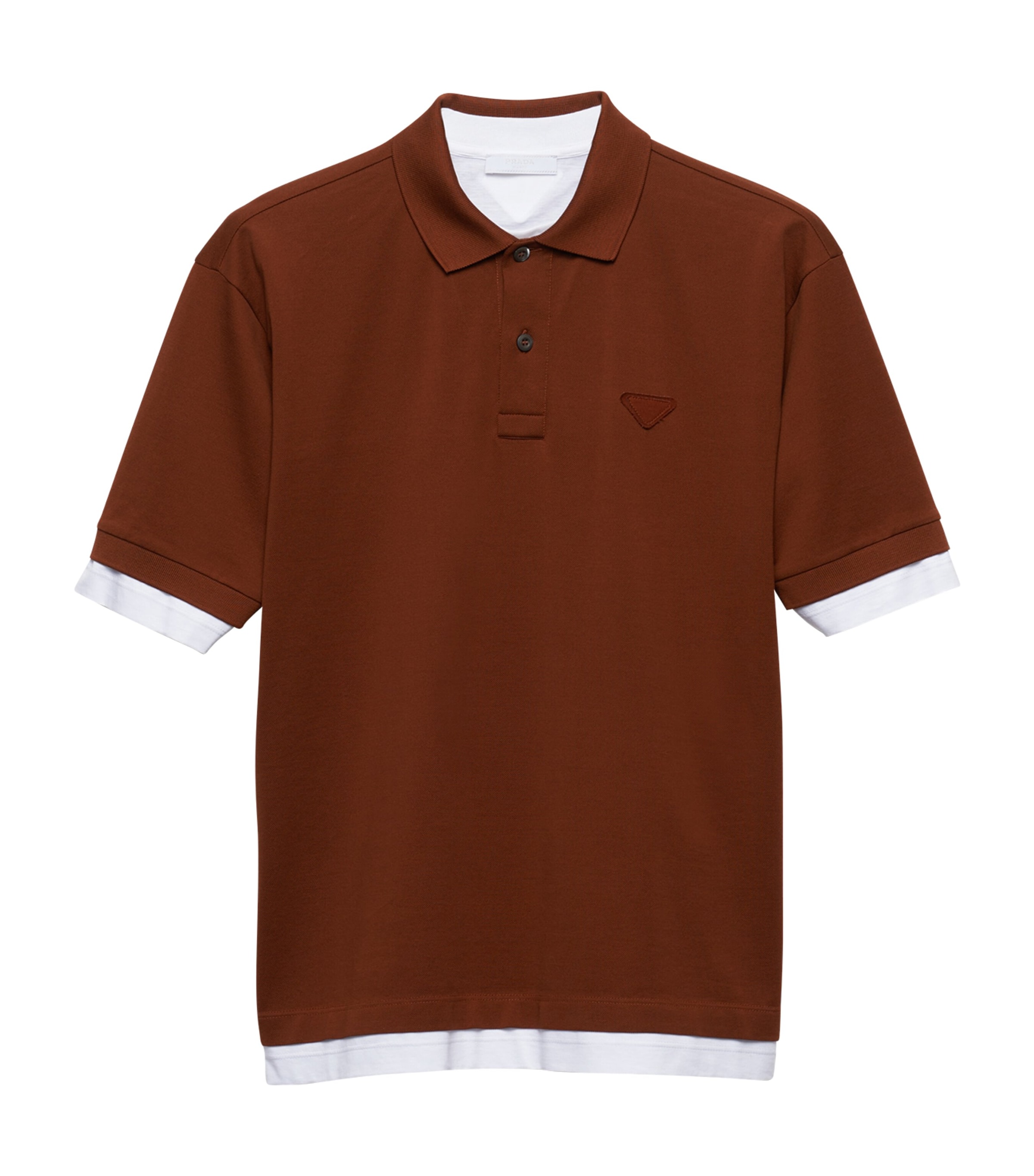 Prada Brown Cotton Layered Polo Shirt | Harrods UK