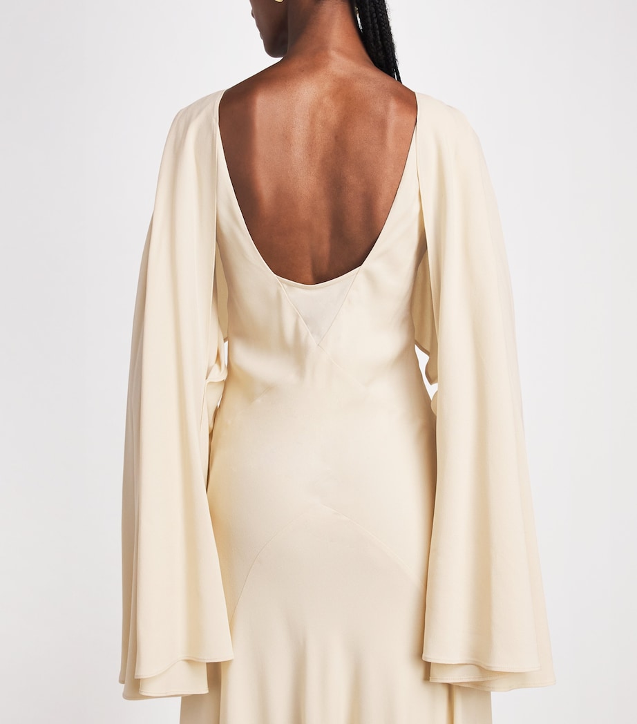 Rabanne Womens Cape-Sleeve Gown Custard Image 5