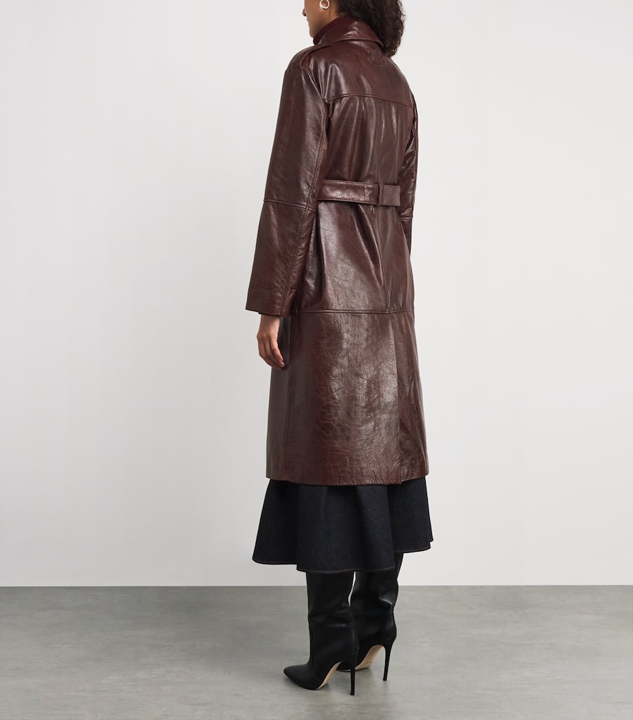 Leather Trench Coat BROWN Image 4
