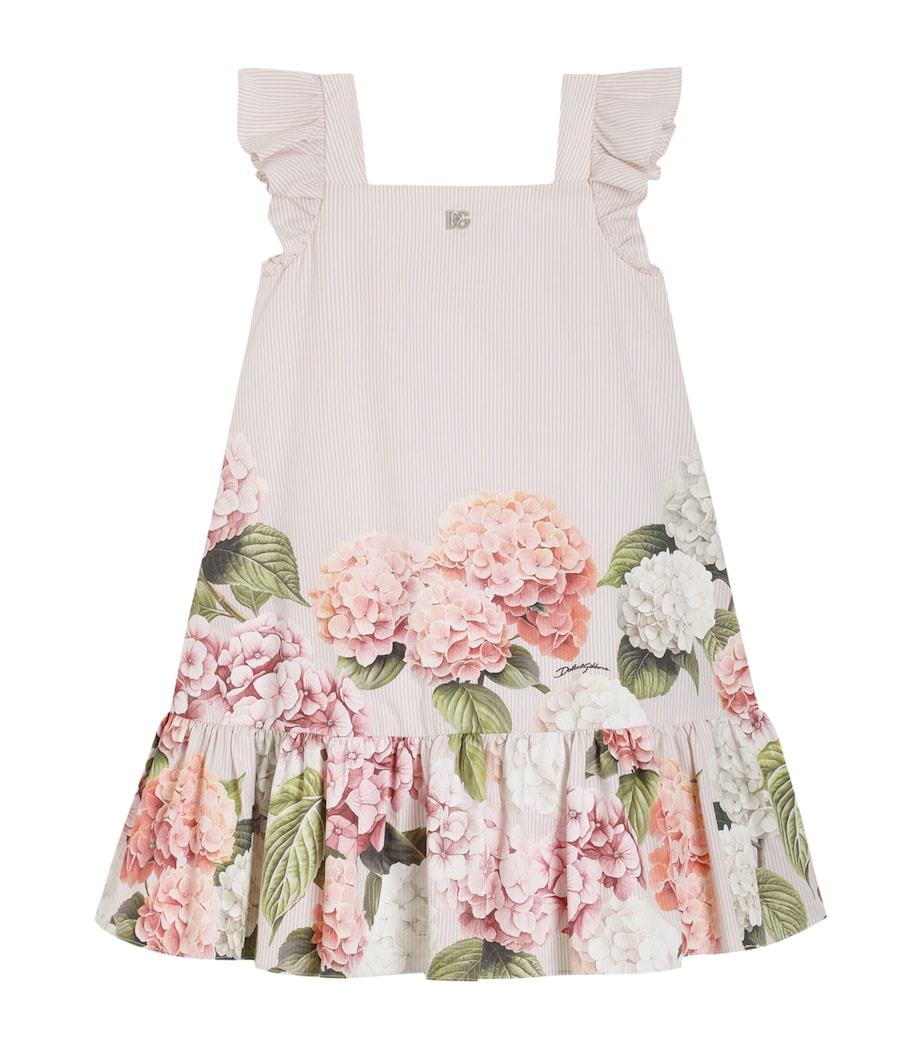 Dolce&Gabbana Kids Cotton Hydrangea Print Dress (8-12+ Years) Ortensie Fdo B Image 1