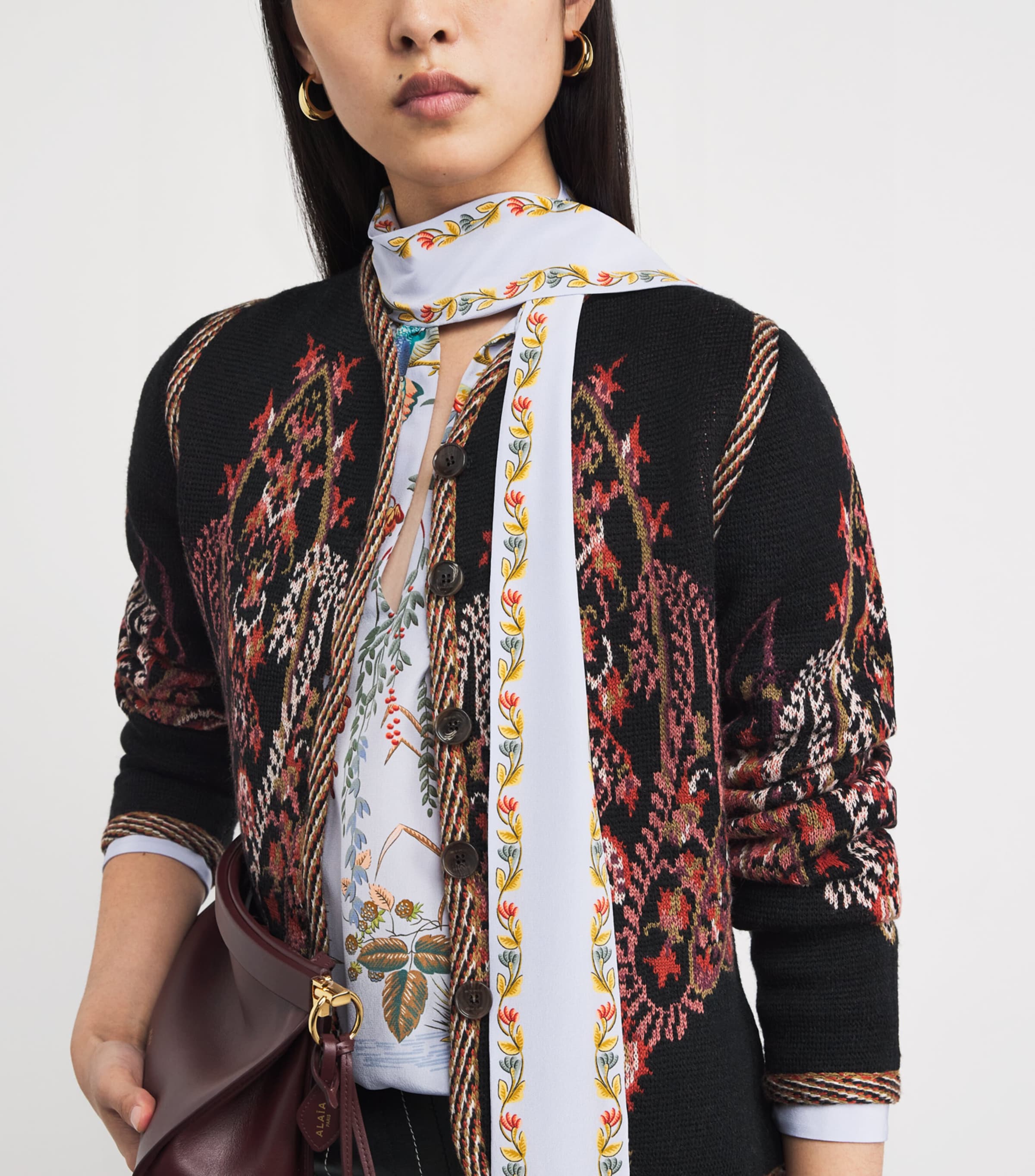 Wool-Blend Jacquard Cardigan S9814 Image 6