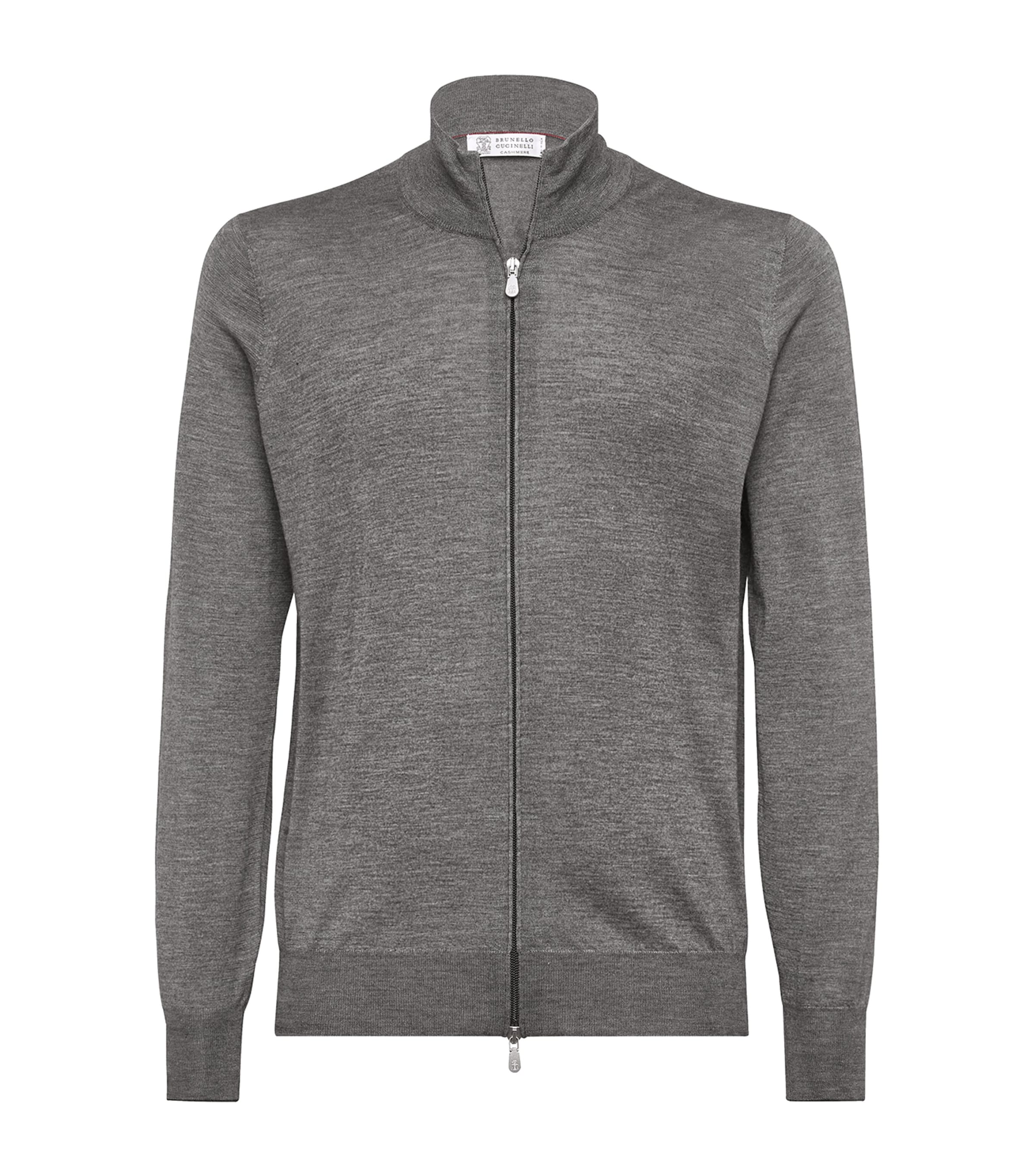 Brunello Cucinelli Cashmere-silk Cardigan In Grey