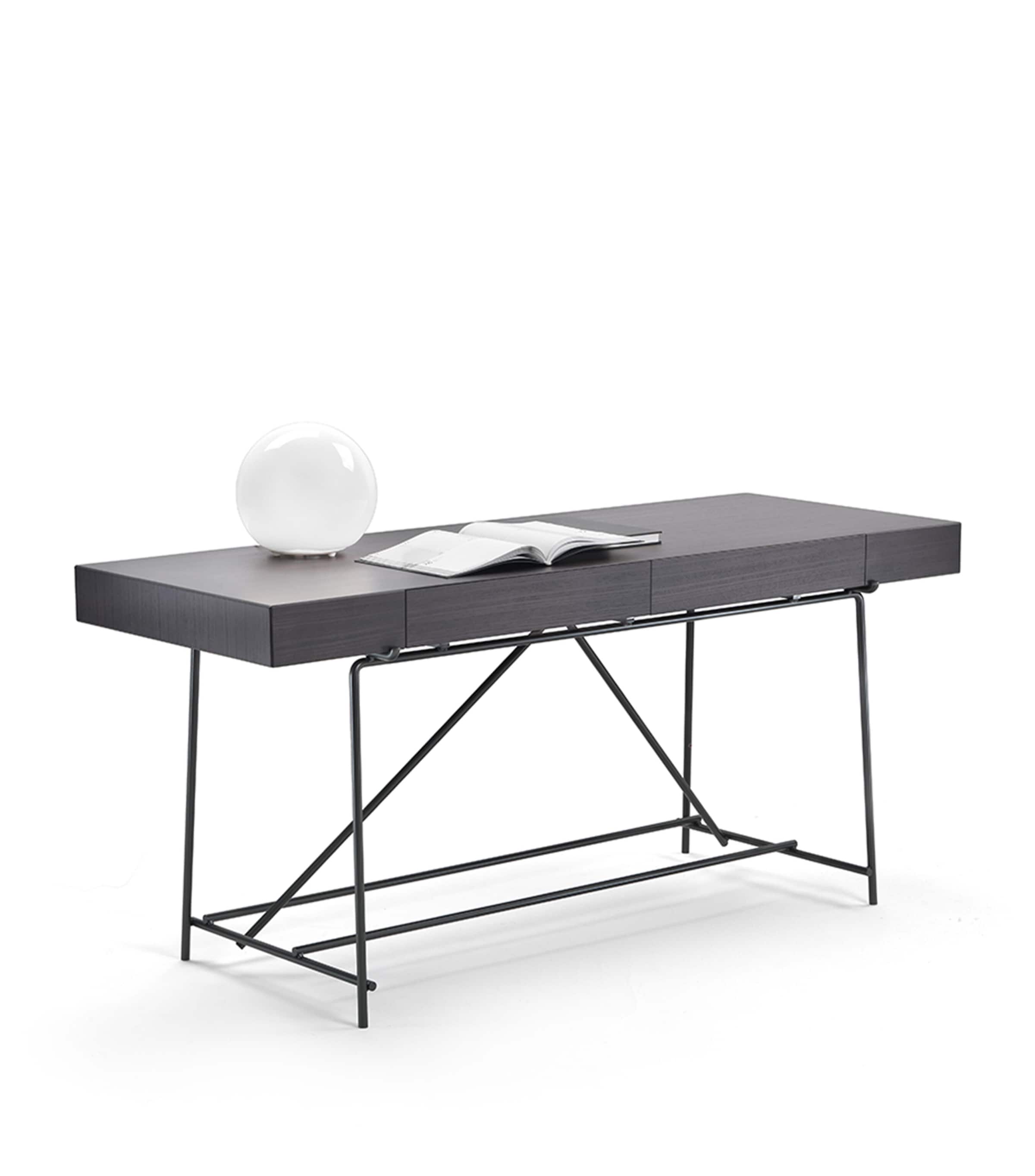 Desk shown from a slightly different angle with decorative book