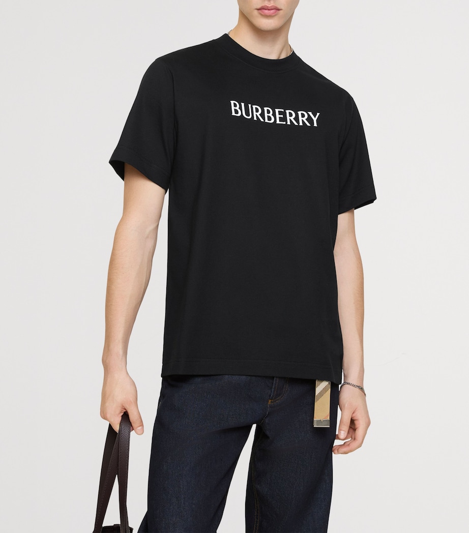 Cotton Logo Slim T-Shirt BLACK Image 2