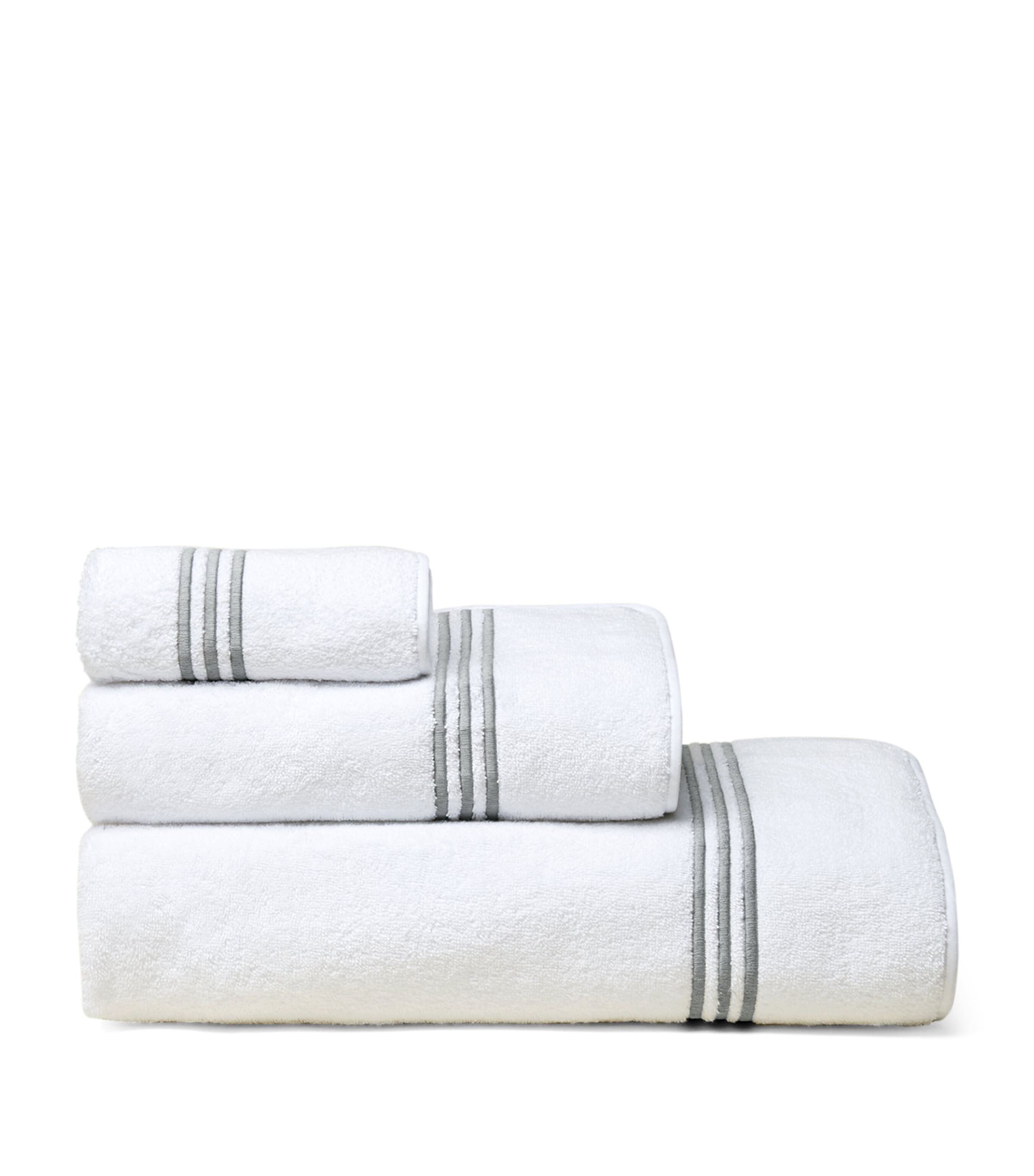 Tre Righe Face Cloth (30cm x 30cm) WHT/CHARCOAL Image 2