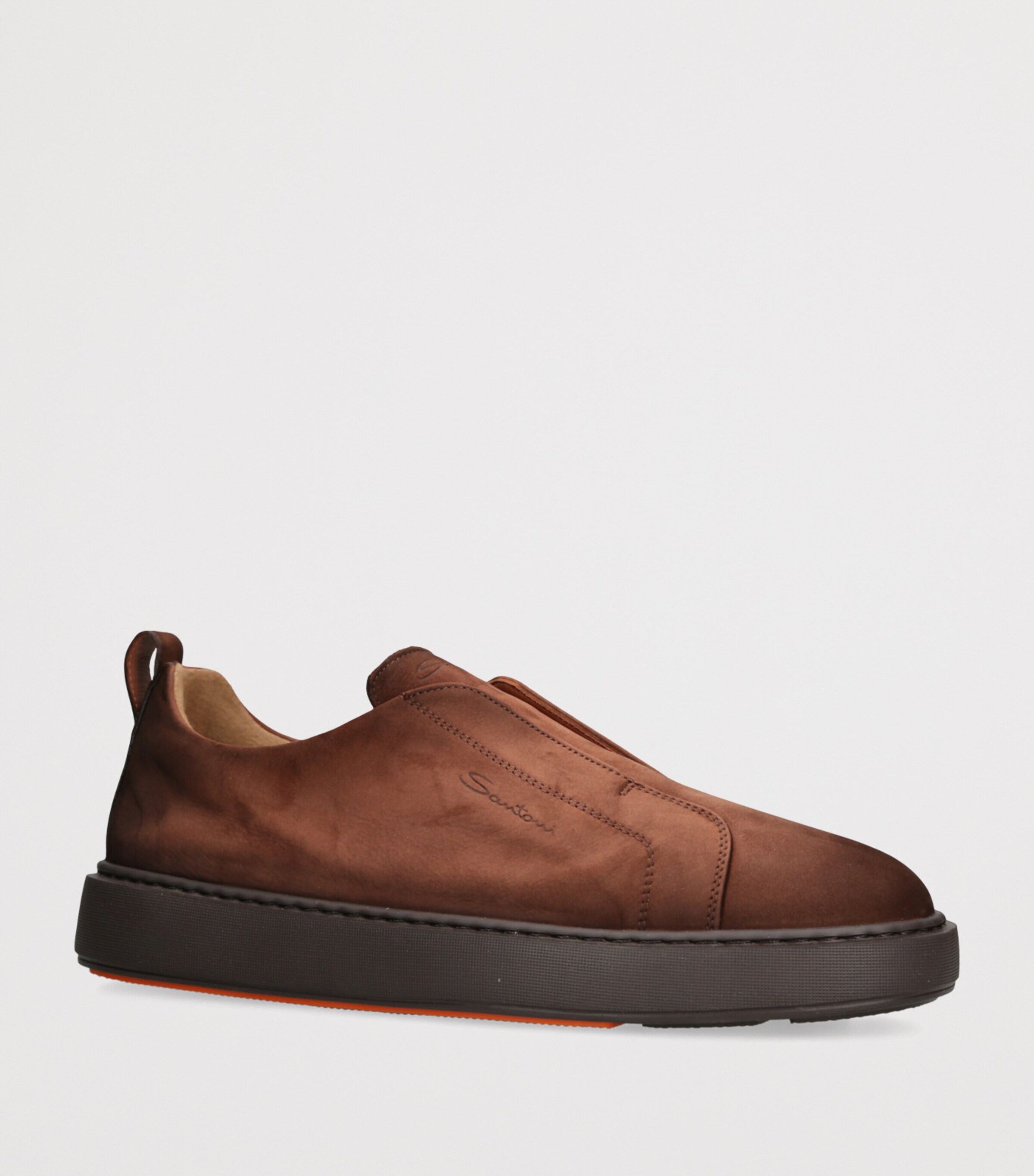 Santoni Leather Clean Icon Victory Sneakers Dark Brown Image 3