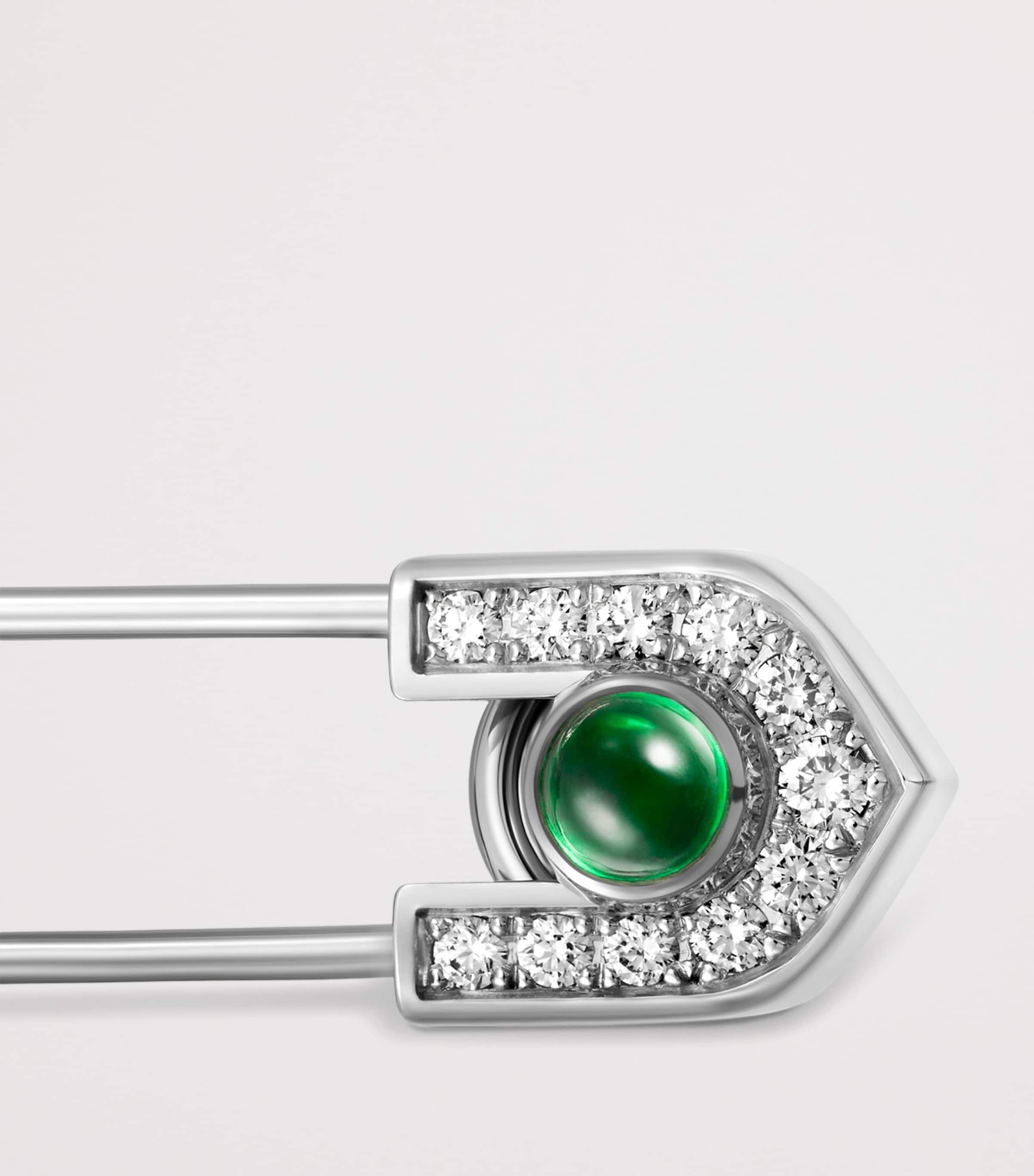 White Gold, Diamond and Emerald C de Cartier Tie Pin WHITE GOLD Image 2