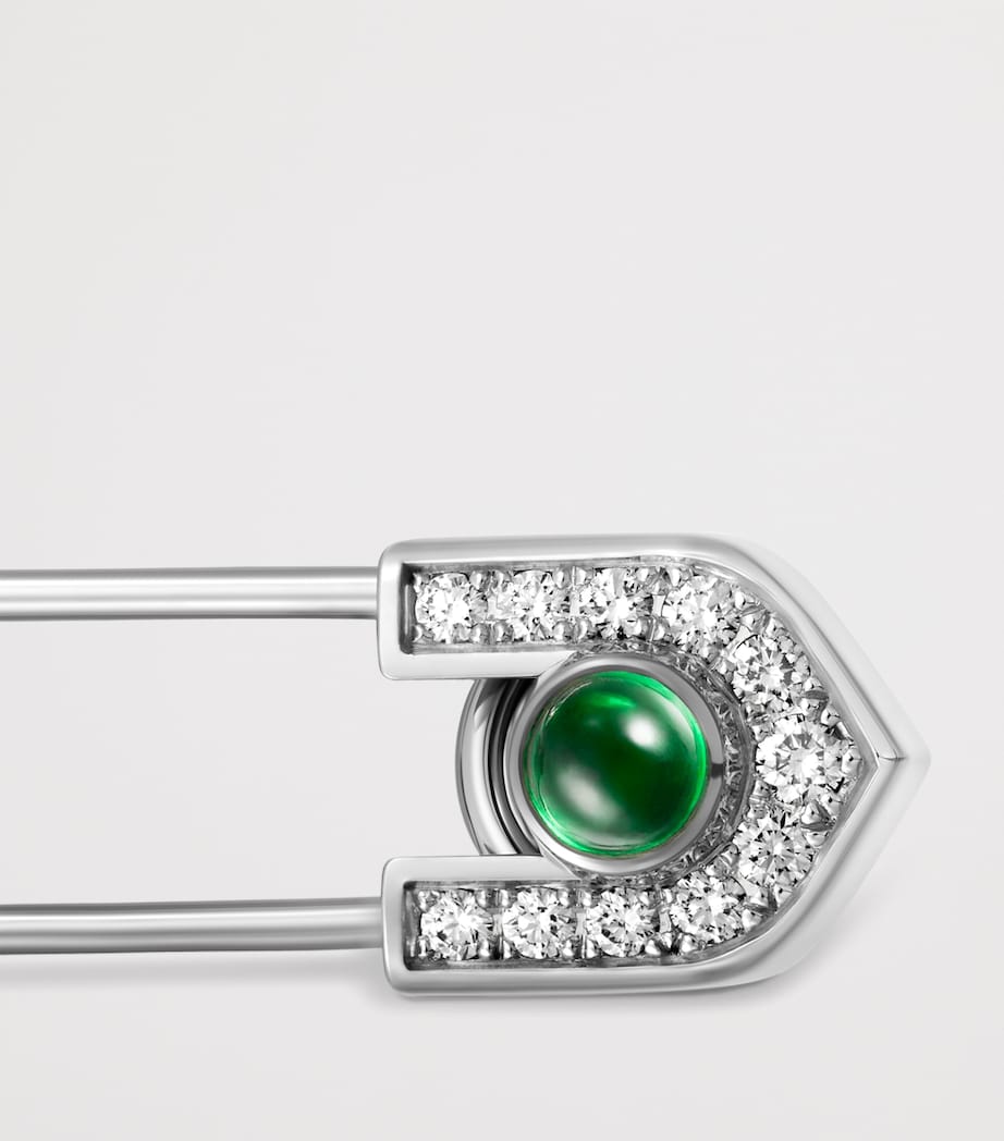 White Gold, Diamond and Emerald C de Cartier Tie Pin WHITE GOLD Image 2