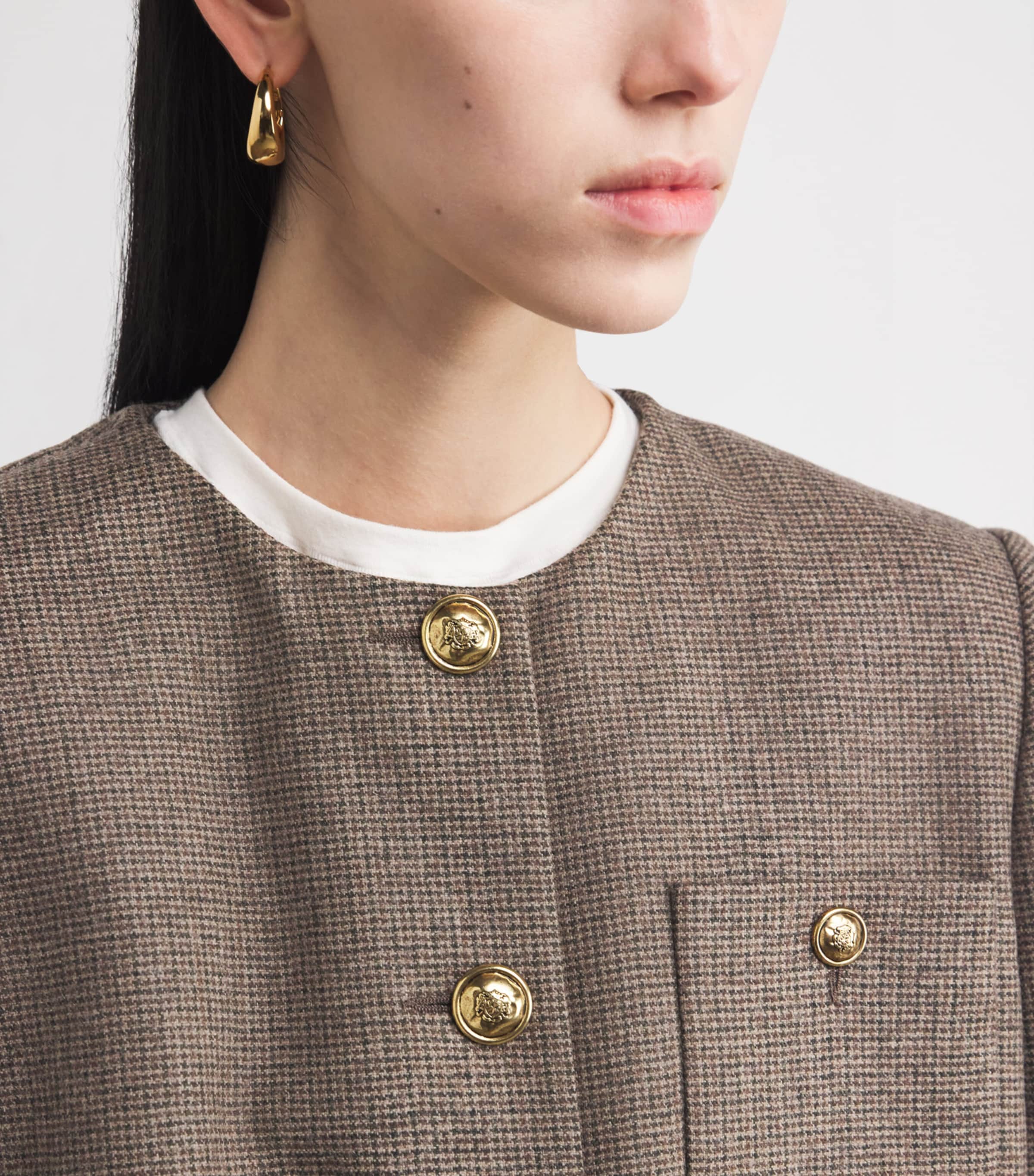 Wool-Blend Houndstooth Jacket BROWN Image 6