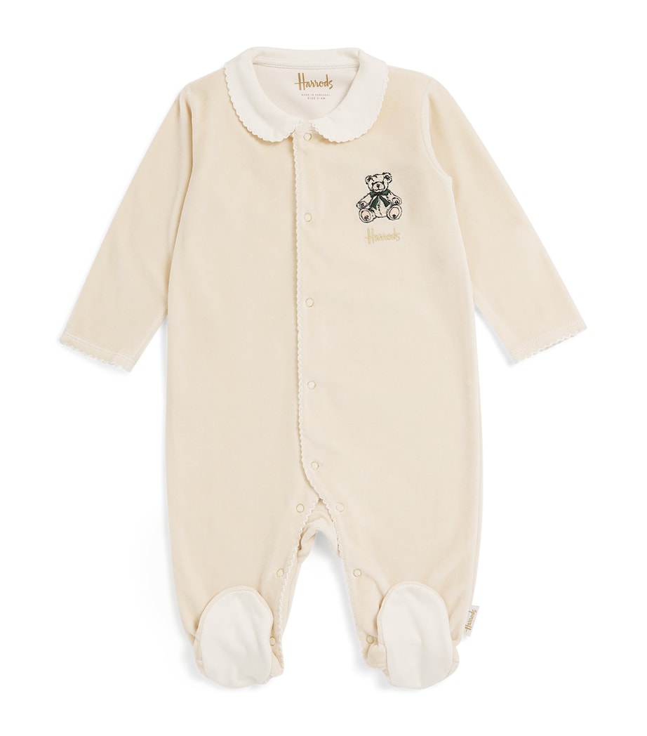 Velour Henry Bear All-in-One (0-18 Months) OATMEAL Image 1
