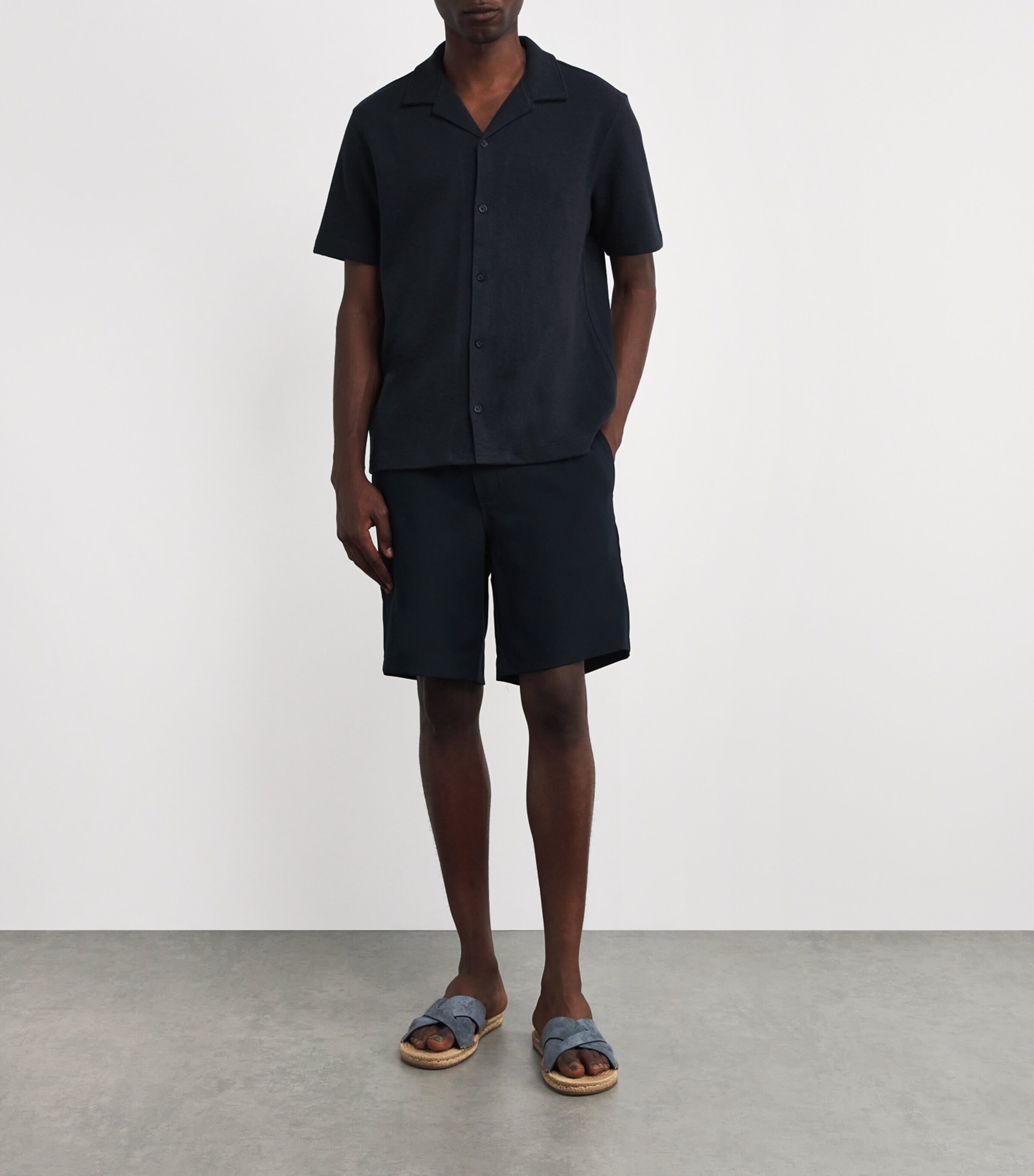 Vince Mens Cotton Bouclé Cabana Shirt Coastal Blue Image 2