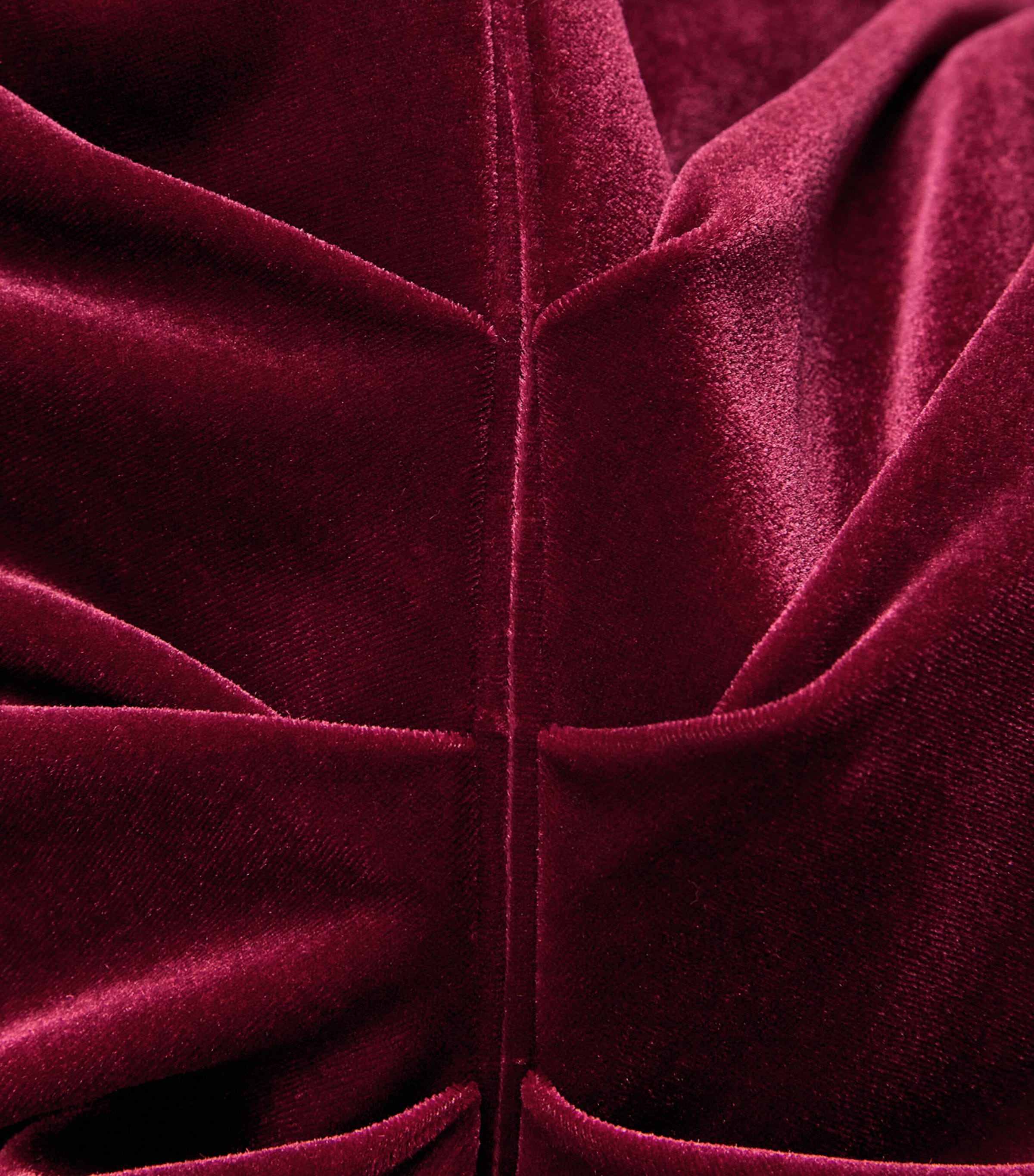 Talbot Runhof Womens Stretch-Velvet Ruched Gown Burgandy Image 6