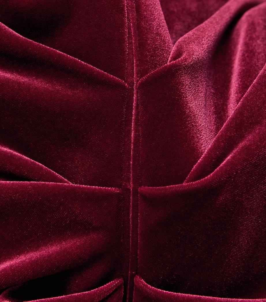 Talbot Runhof Womens Stretch-Velvet Ruched Gown Burgandy Image 6