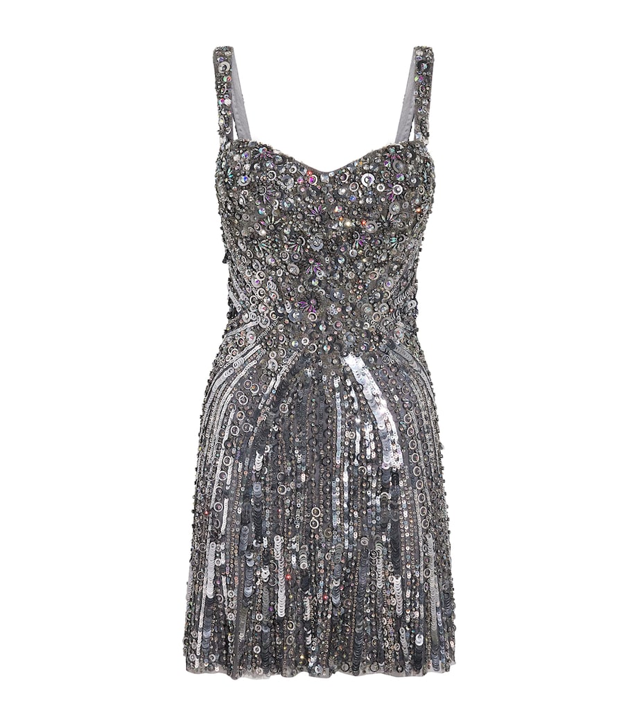 Jenny Packham Womens Embellished Jupiter Mini Dress Steel Ash Image 1