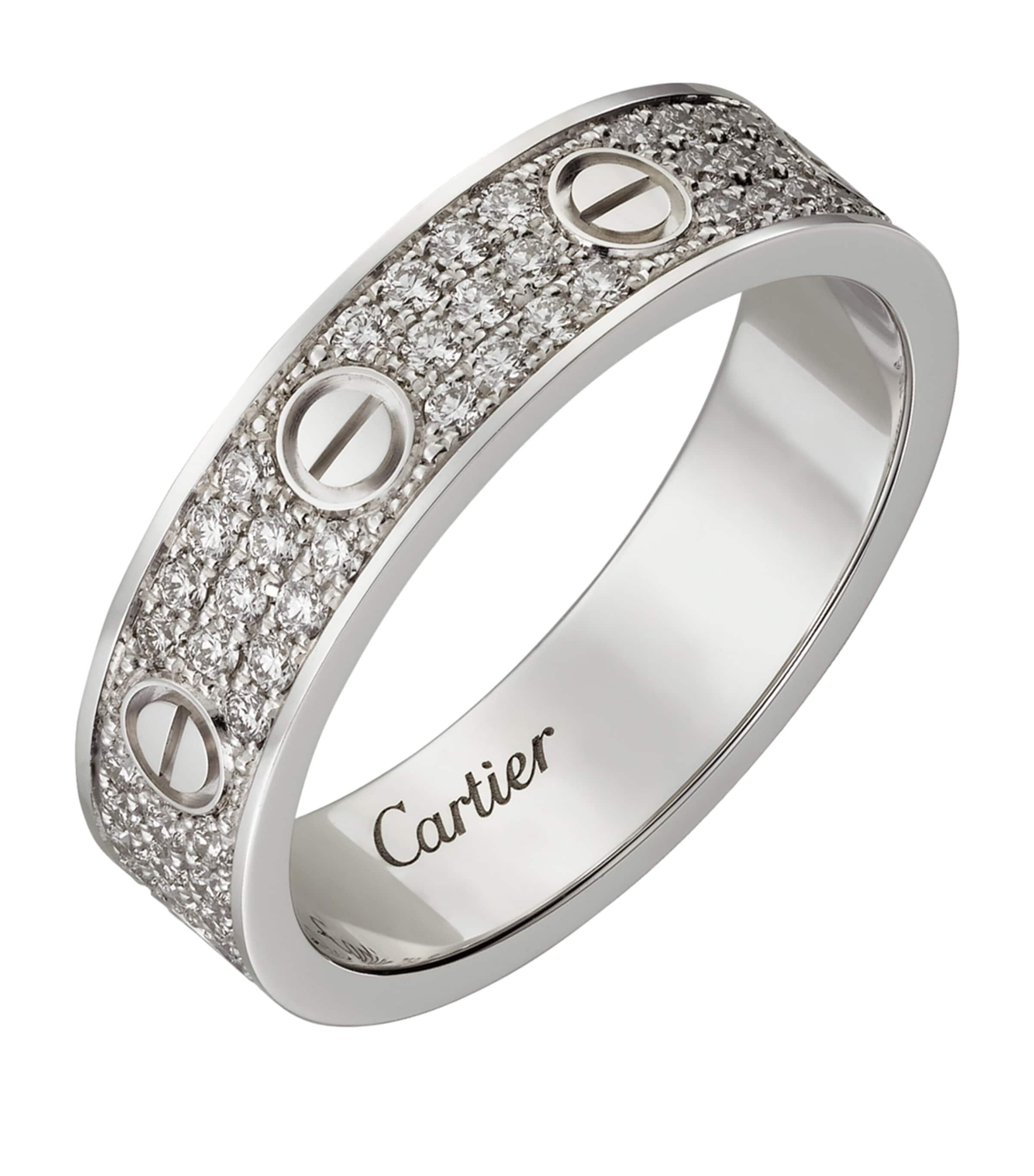 White Gold and Diamond-Paved LOVE Wedding Band MULTI Image 8