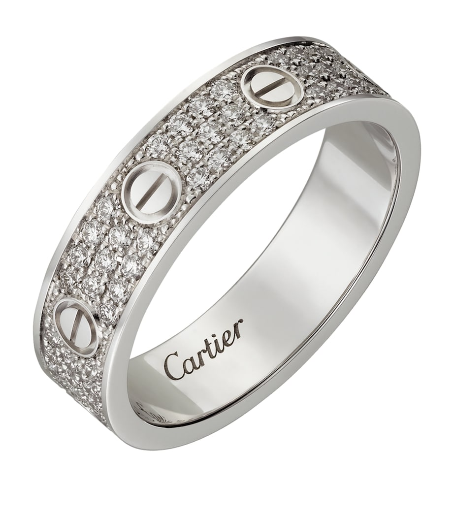 White Gold and Diamond-Paved LOVE Wedding Band MULTI Image 8