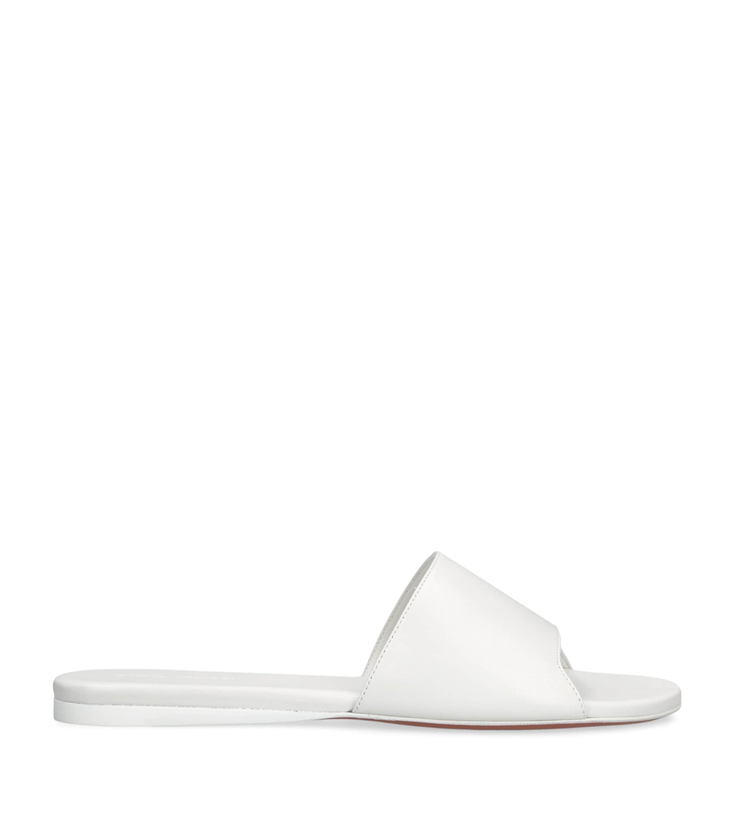 Amina Muaddi Leather Bianca Flats In White