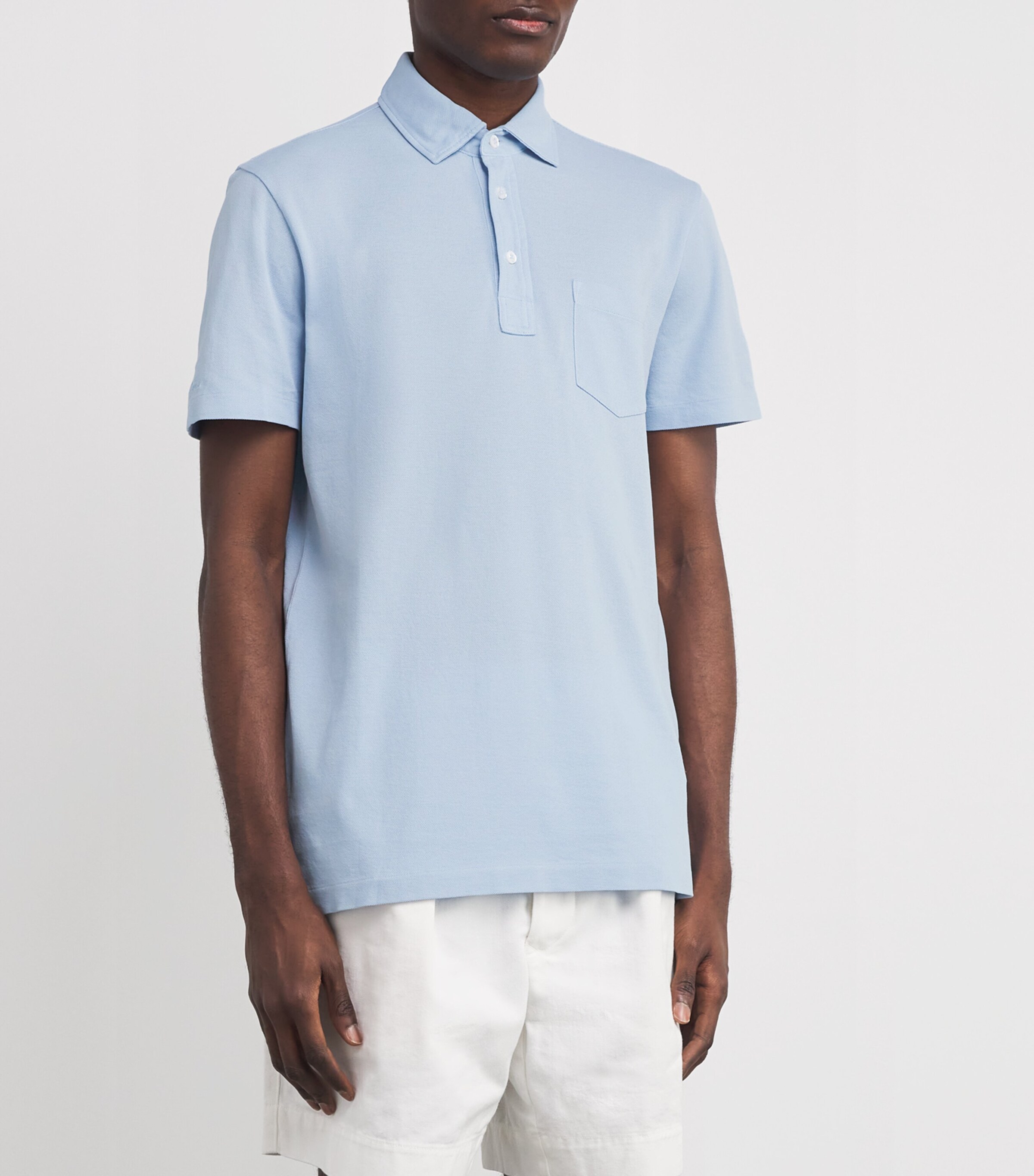Ralph Lauren Purple Label Mens Cotton Polo Shirt Chambray Blue Image 3