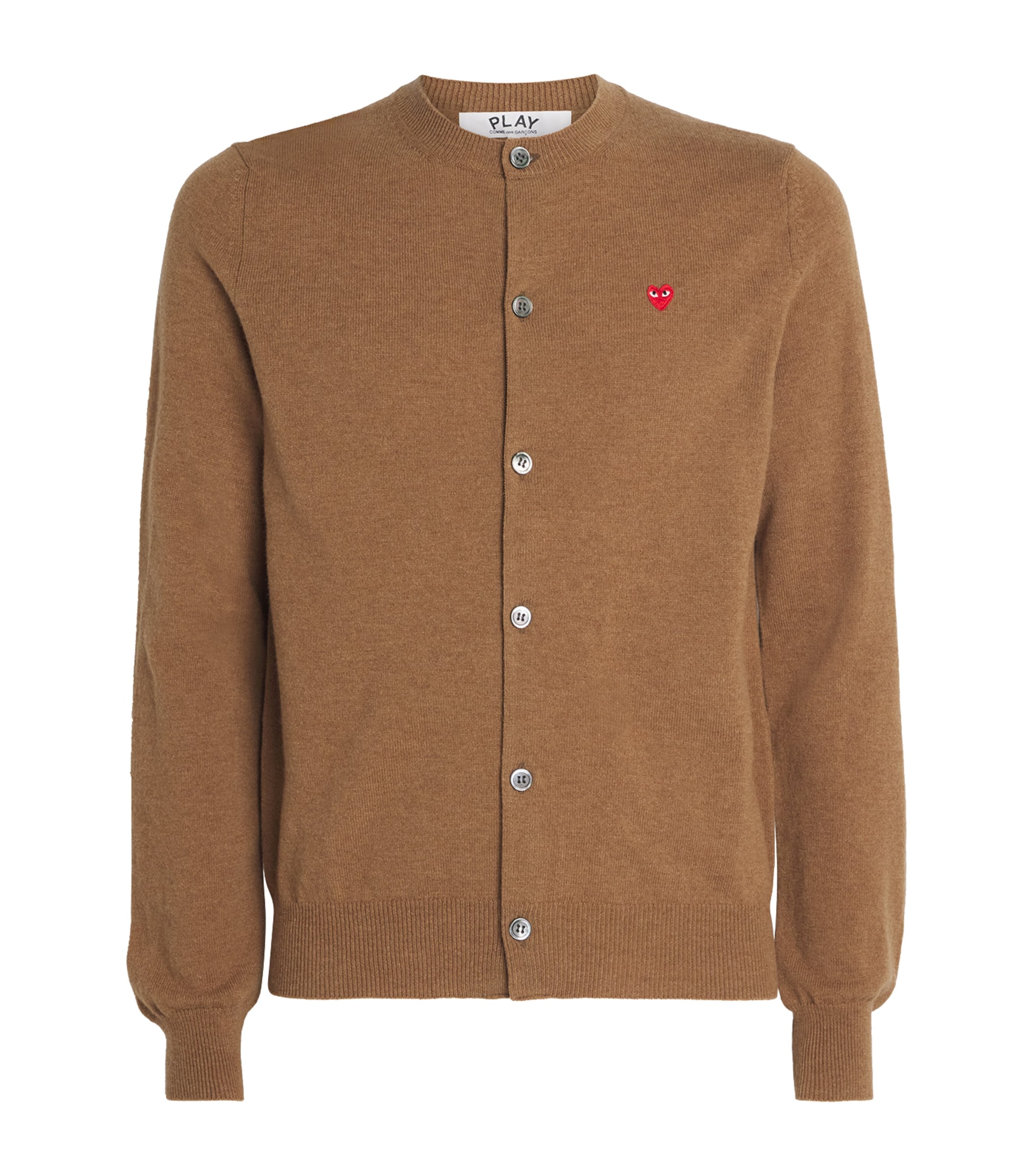 Comme Des Garçons Play Mens Wool Mini Heart Cardigan Brown Image 1
