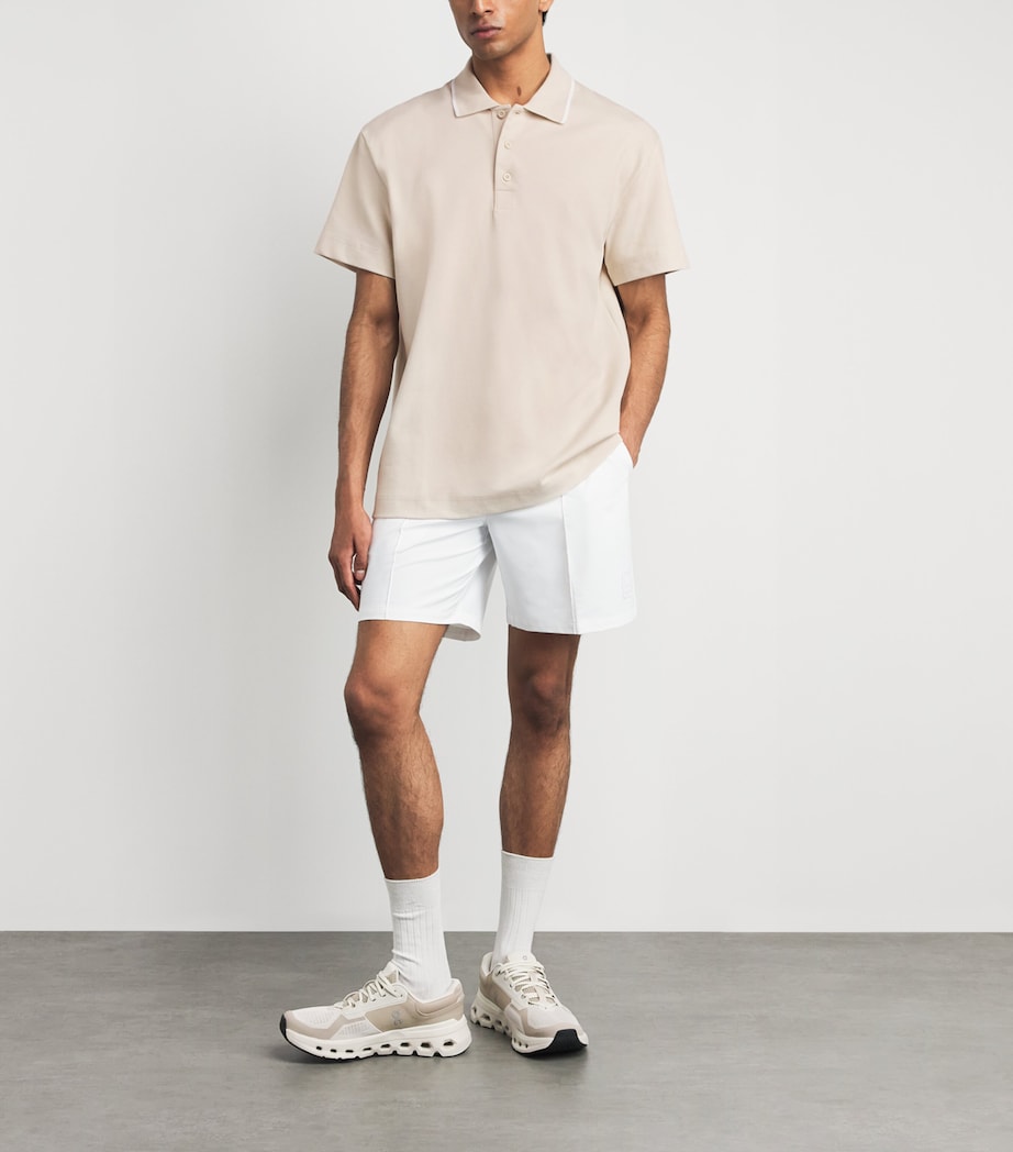 On Mens Cotton Pique Polo Shirt Sand | White Image 2