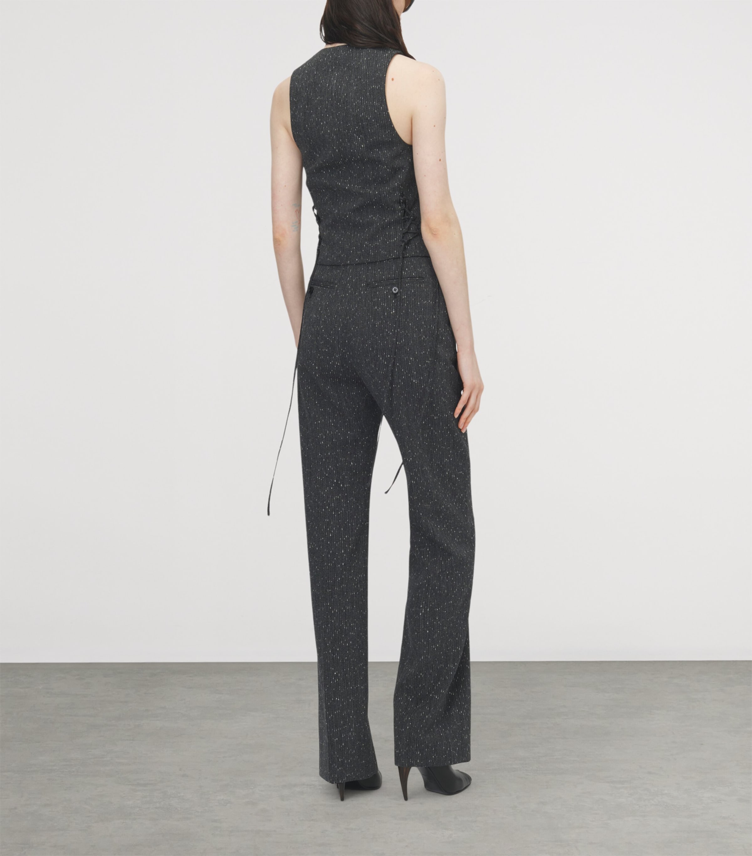 McQueen Womens Wool Pinstripe Corset Waistcoat Image 3