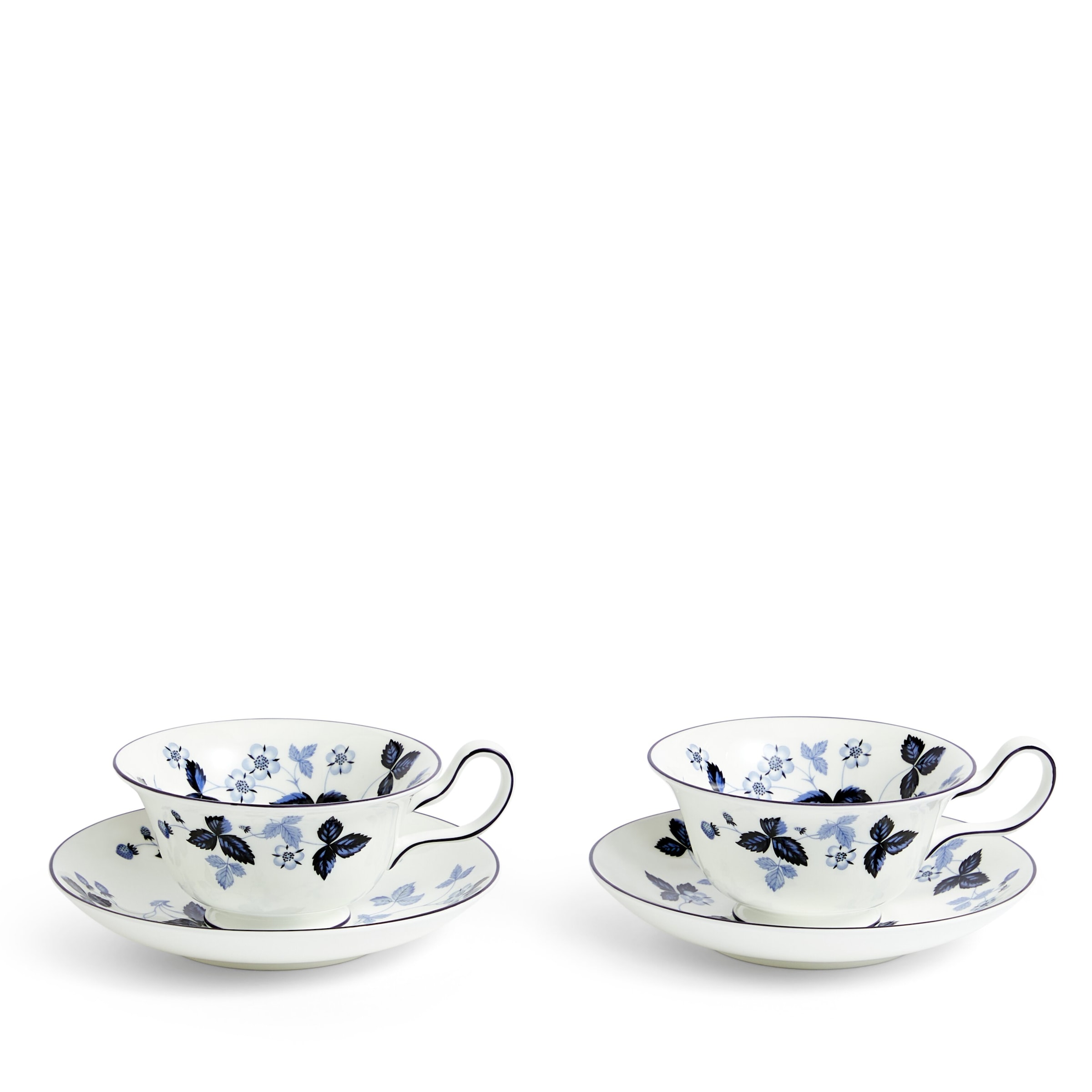 Set of 2 Wild Strawberry Inky Blue Teacups and Saucers MULTI Image 7
