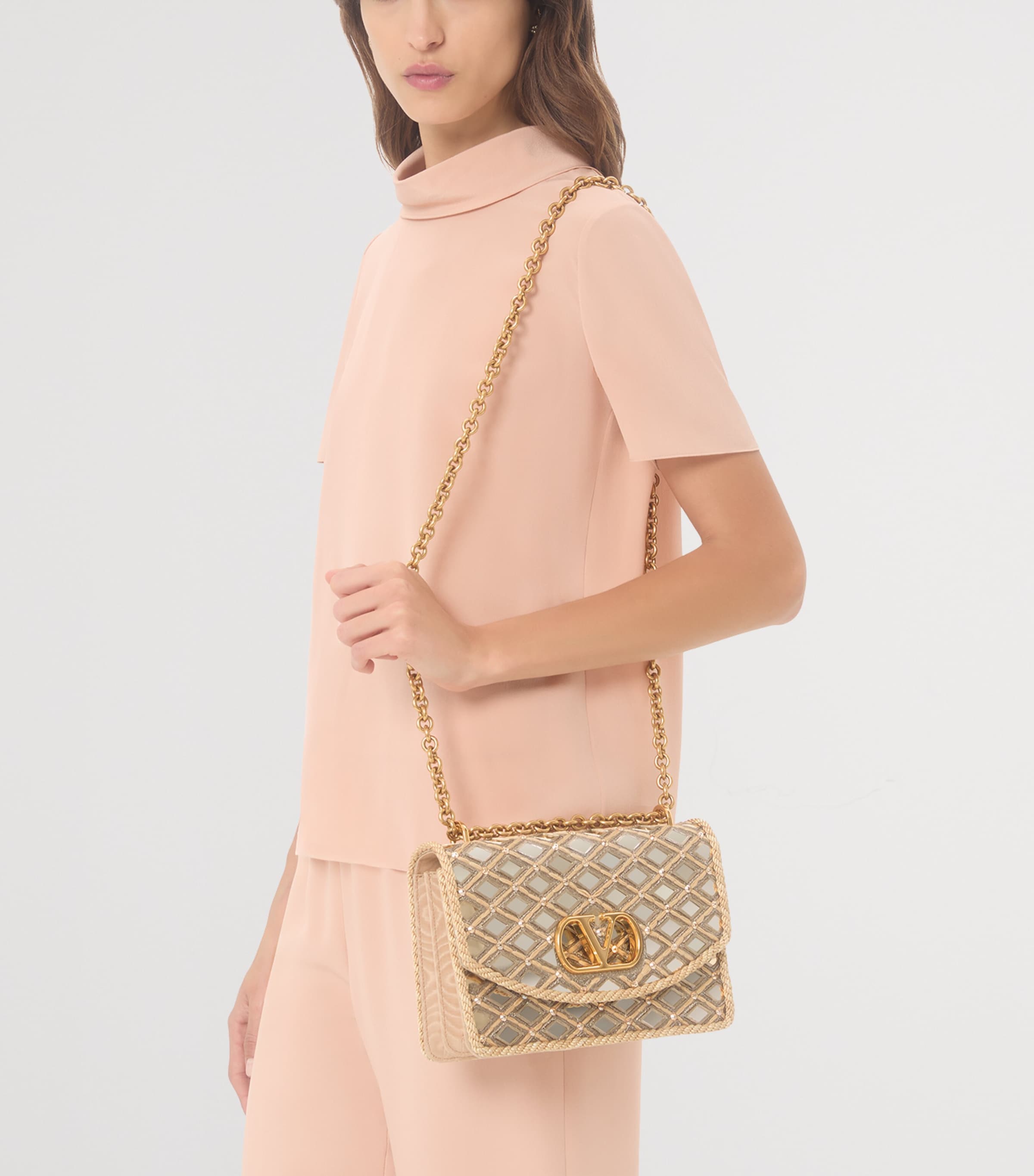 Valentino Garavani Embellished Vain Shoulder Bag Image 5
