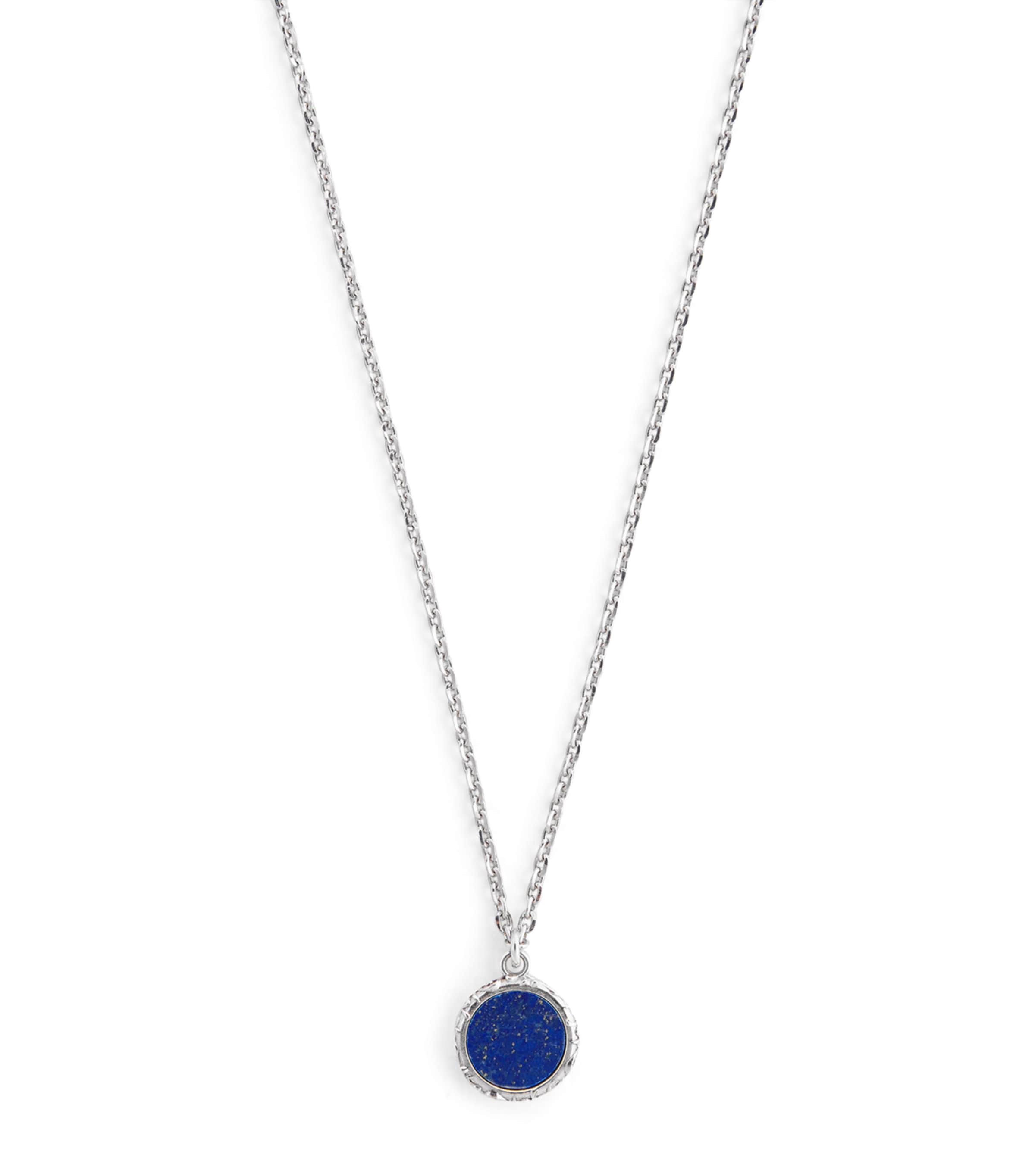 Emanuele Bicocchi Sterling Silver And Lapis Flourish Amulet Necklace In Silver