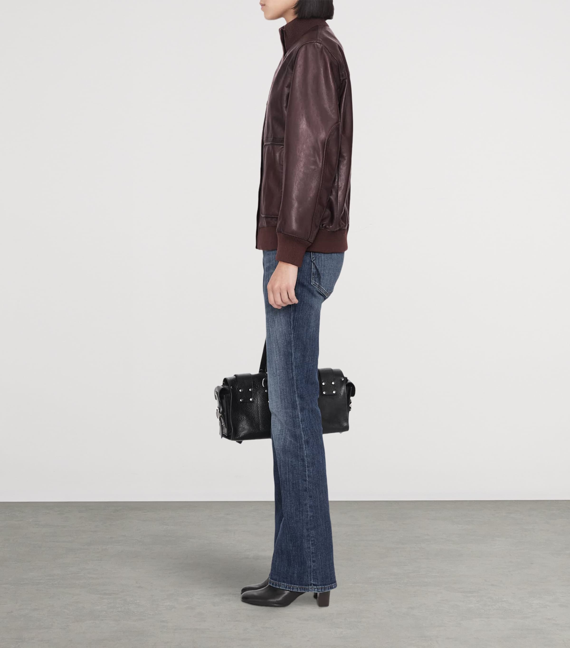 AllSaints Womens Memphis Leather Jacket Oxblood Red Image 8