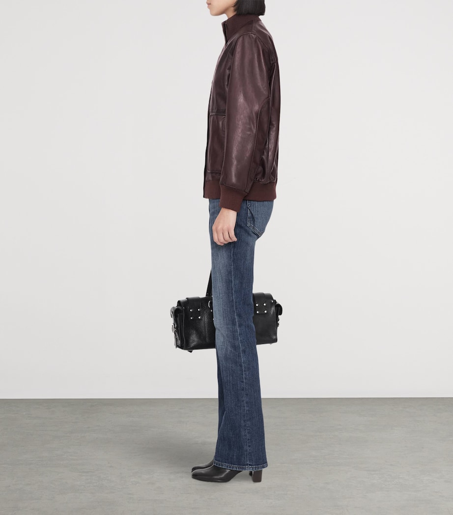 AllSaints Womens Memphis Leather Jacket Oxblood Red Image 8