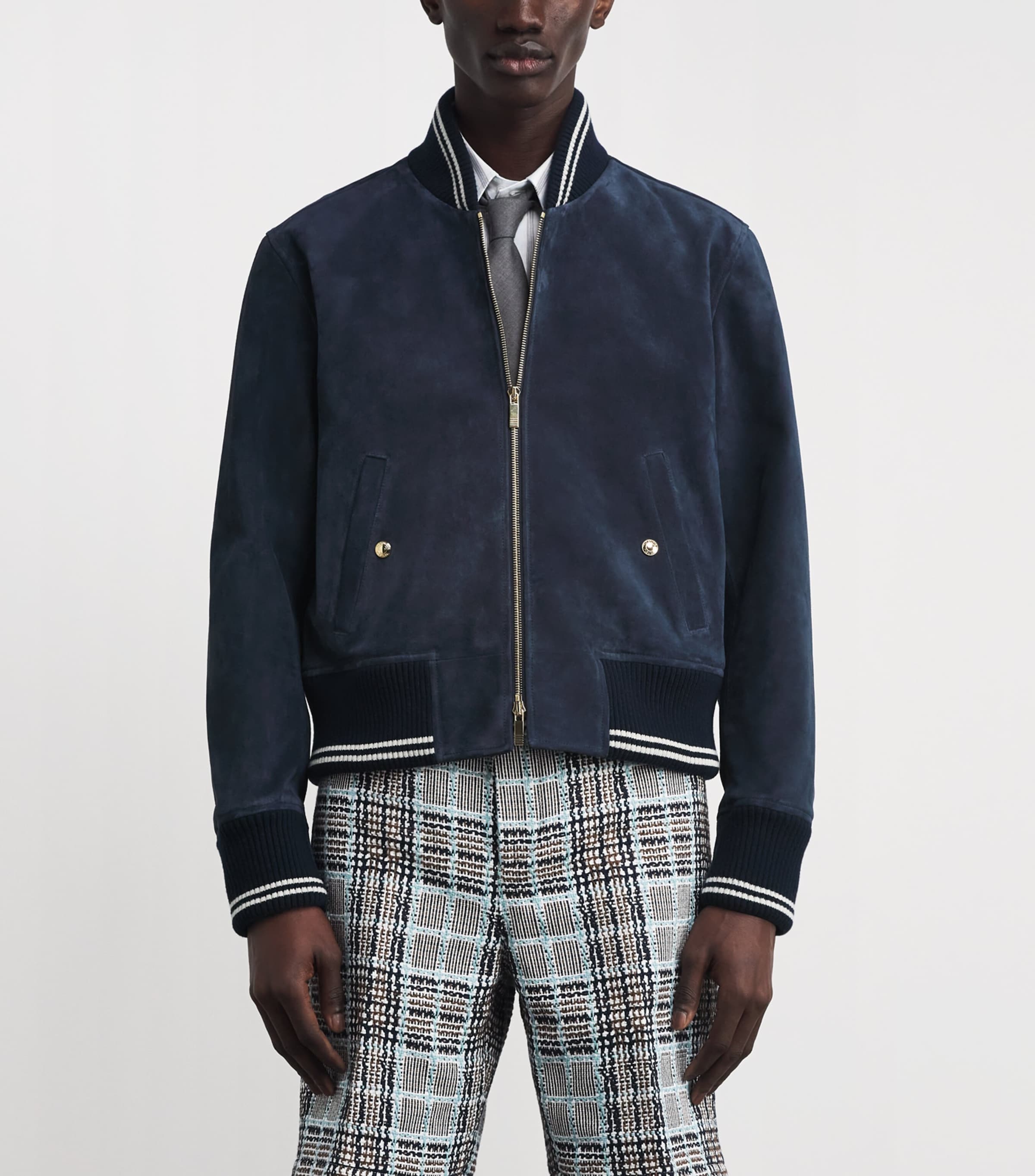 Suede Bomber Jacket DARK BLUE Image 3