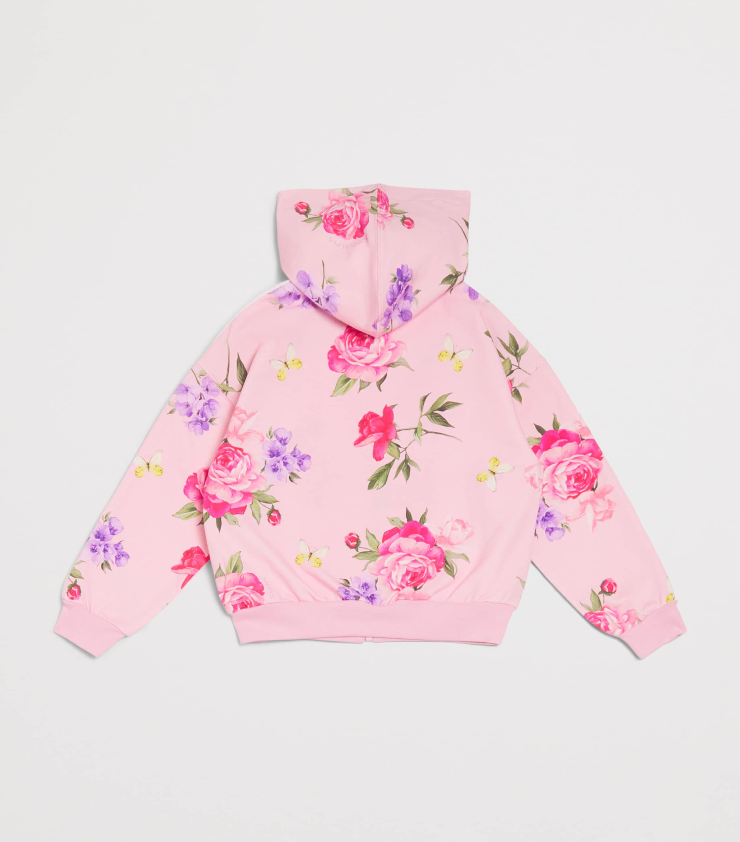 Monnalisa Stretch-Cotton Floral Zip-Up Hoodie (2-12 Years) White+stripe White Image 2