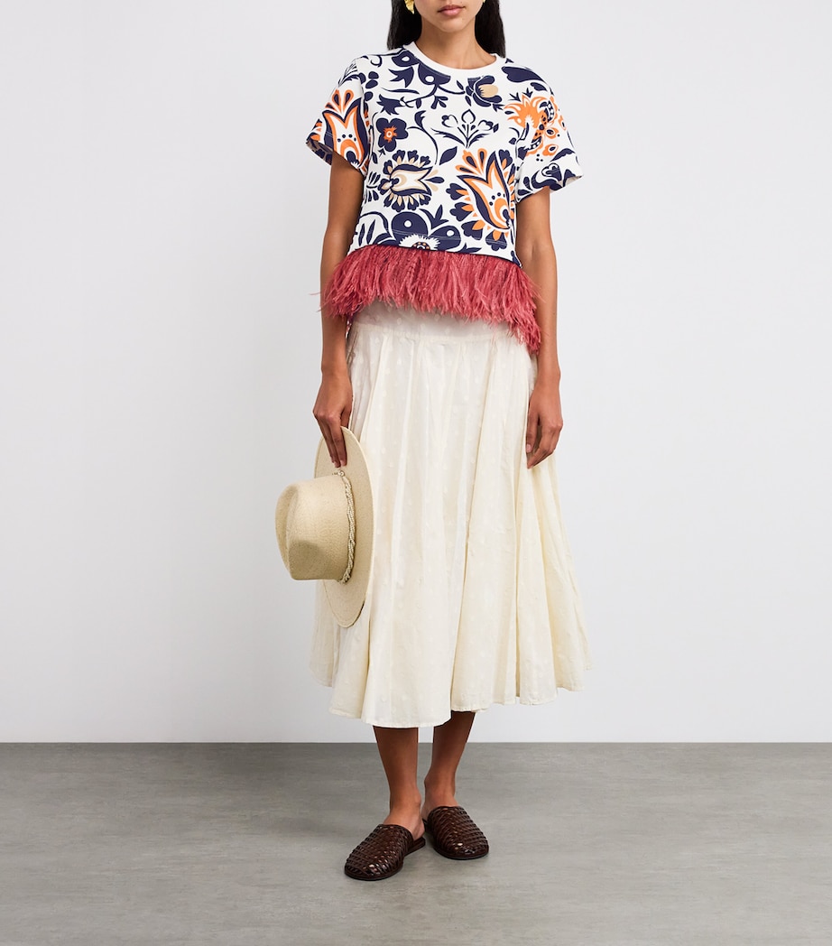 Printed Feather-Trim Top BU03 SELVA PLAC�E Image 2