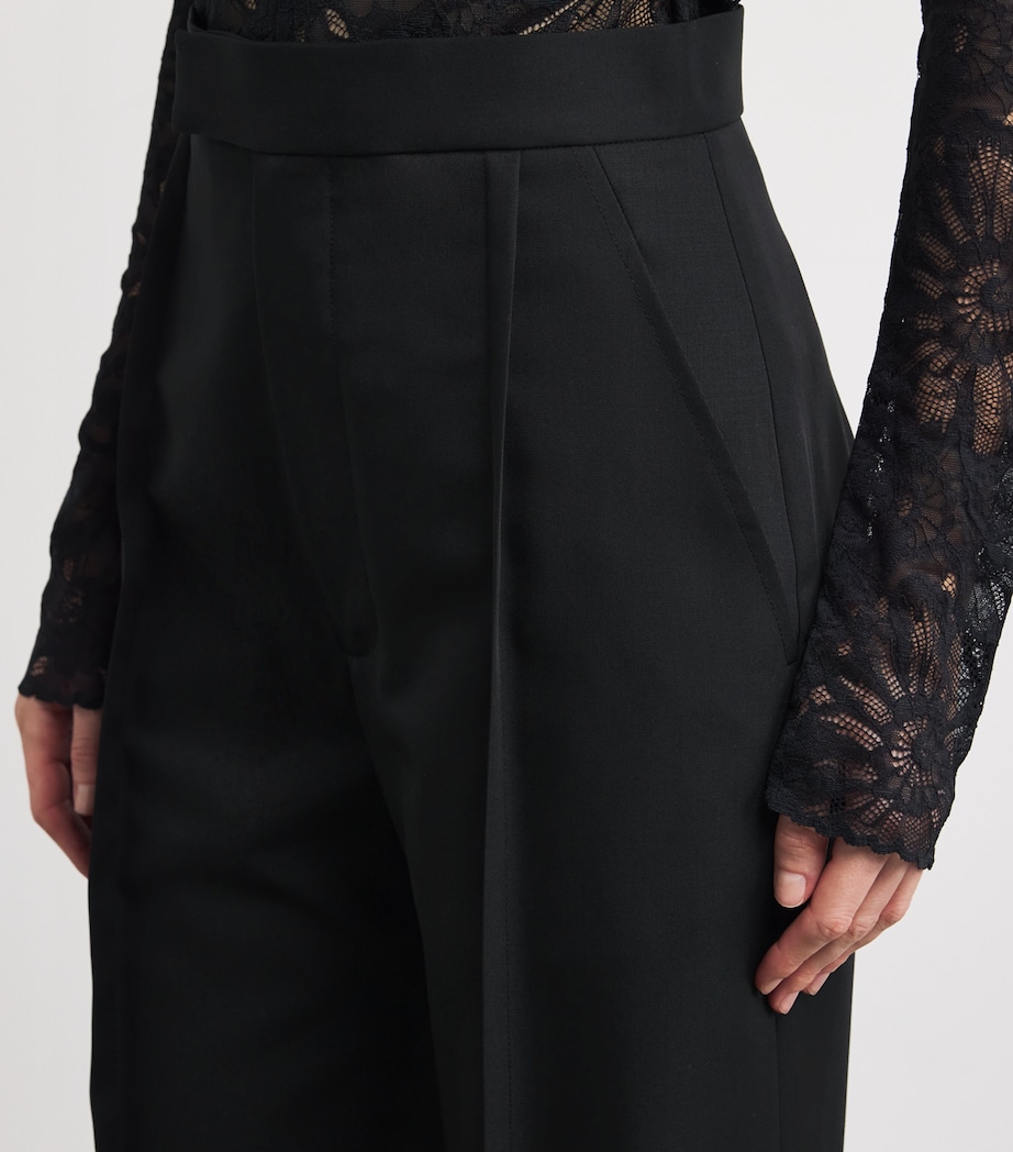 Virgin Wool Wide-Leg Trousers BLACK Image 6