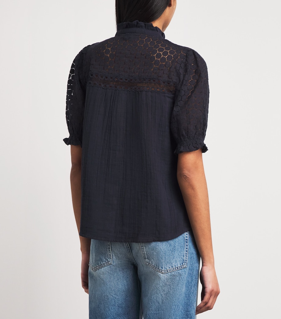 ME+EM Womens Cotton Cheesecloth Blouse Navy Image 5