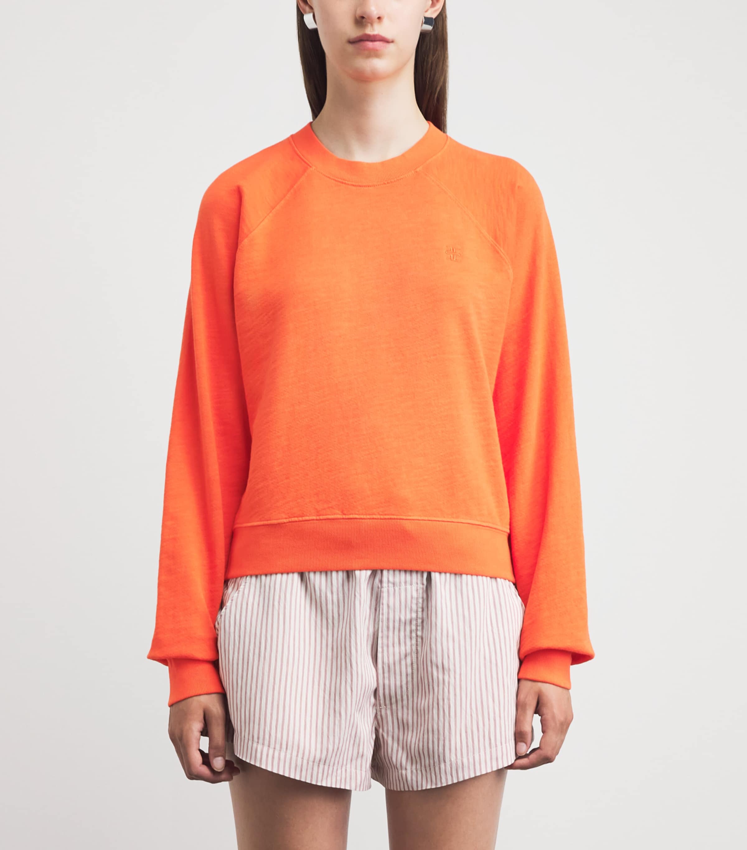 ÉTERNE Womens Cotton Shrunken Raglan Sweatshirt Papaya Image 4