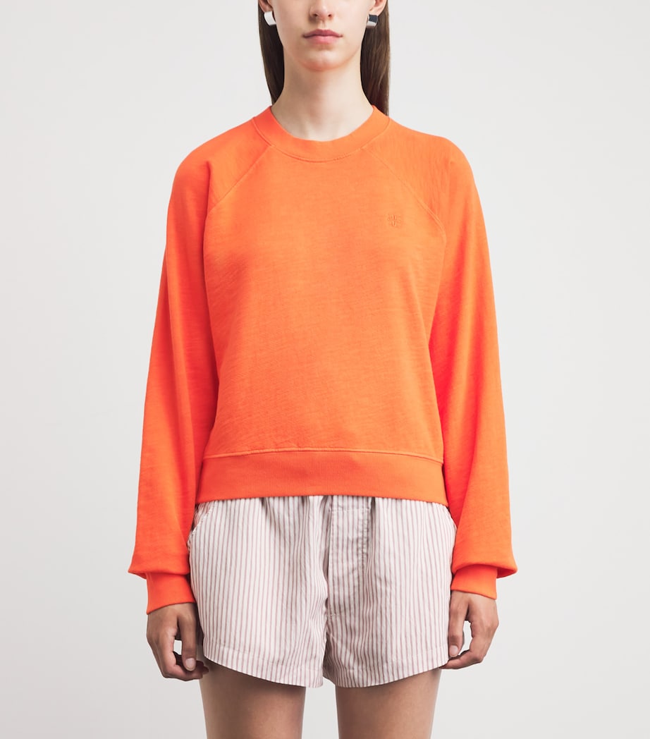 ÉTERNE Womens Cotton Shrunken Raglan Sweatshirt Papaya Image 4