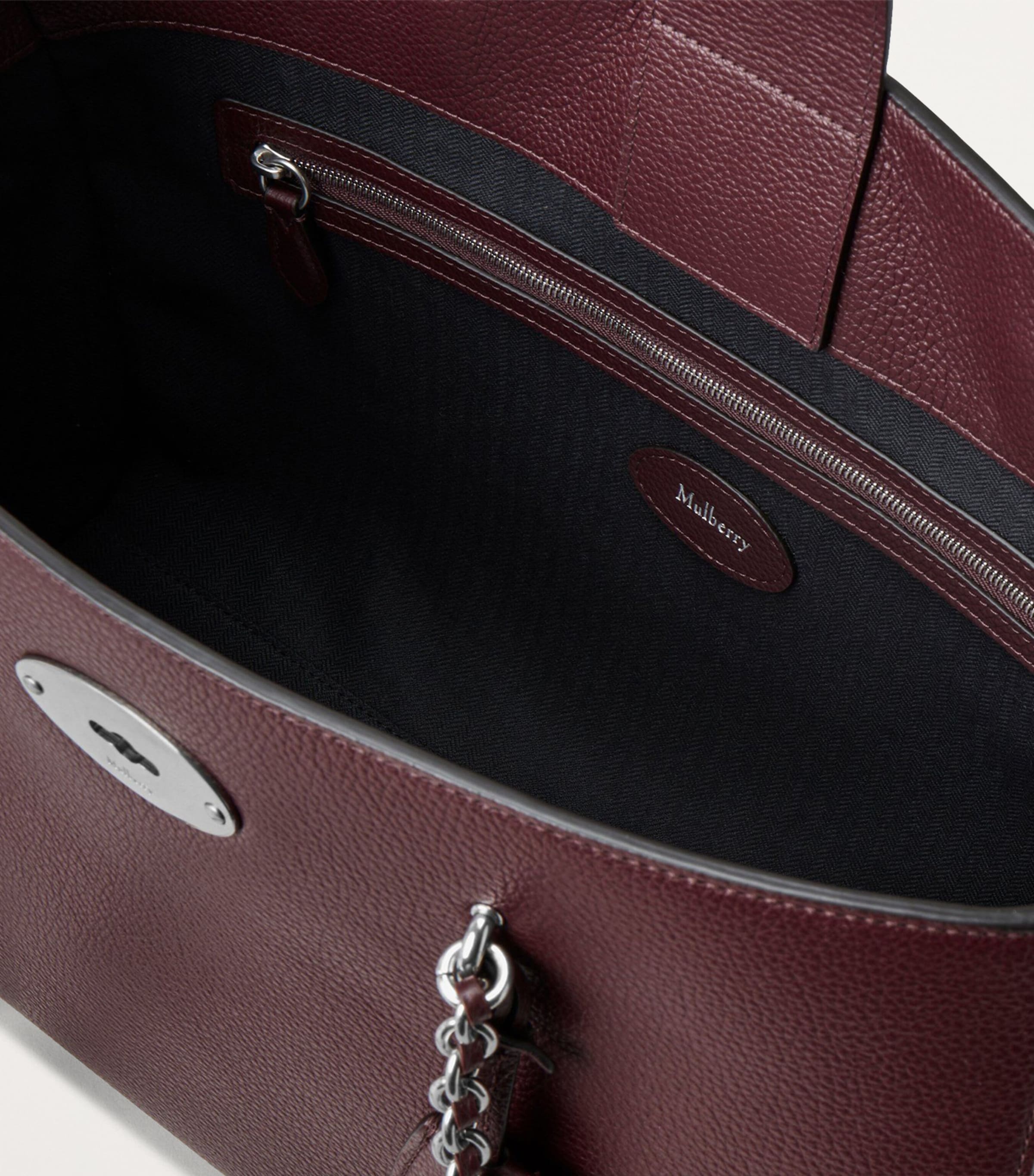 Small Leather Lily Chain Tote Bag BLACK CHERRY Image 4