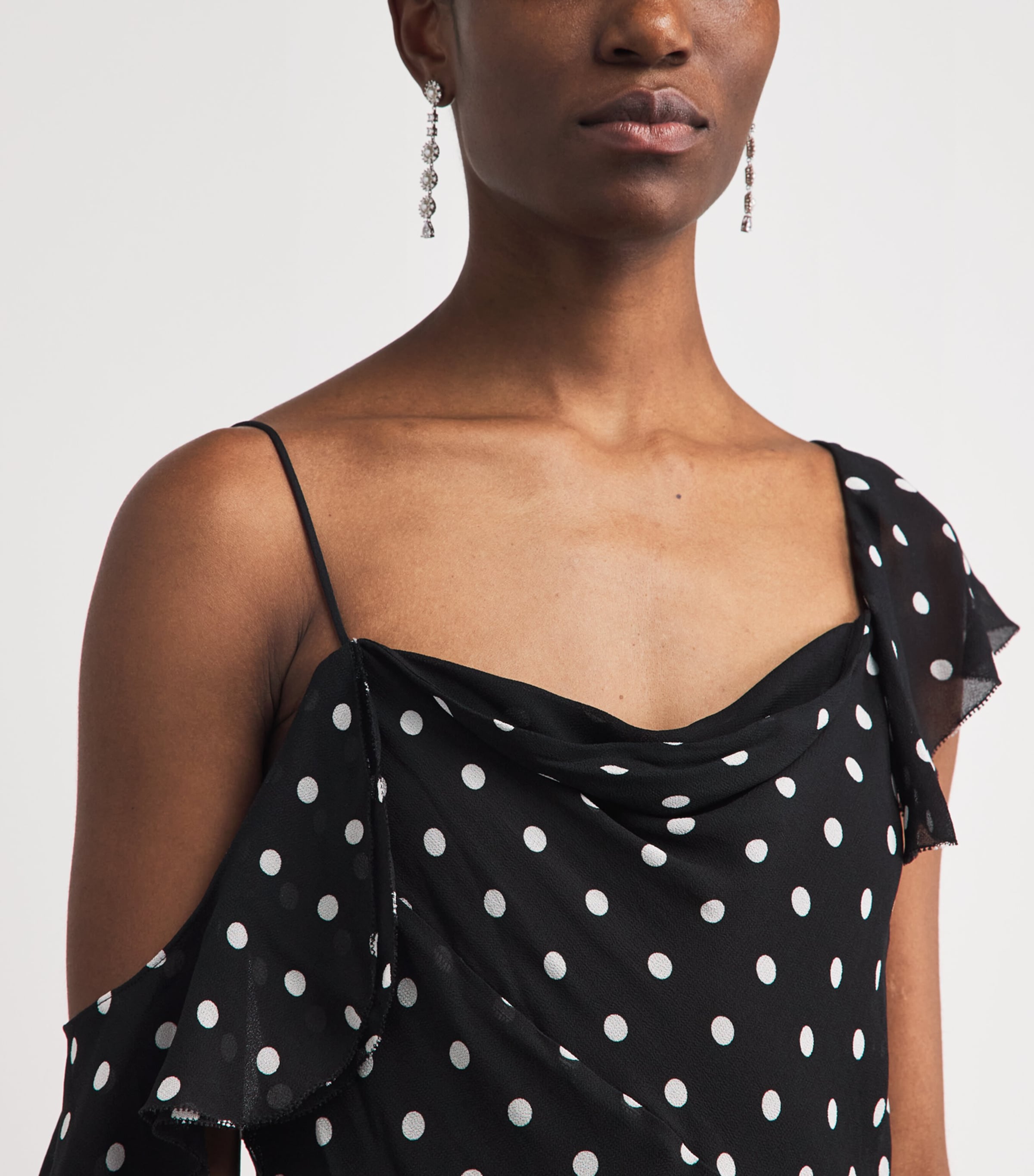 Self-Portrait Womens Polka-Dot Maxi Dress Black Image 3