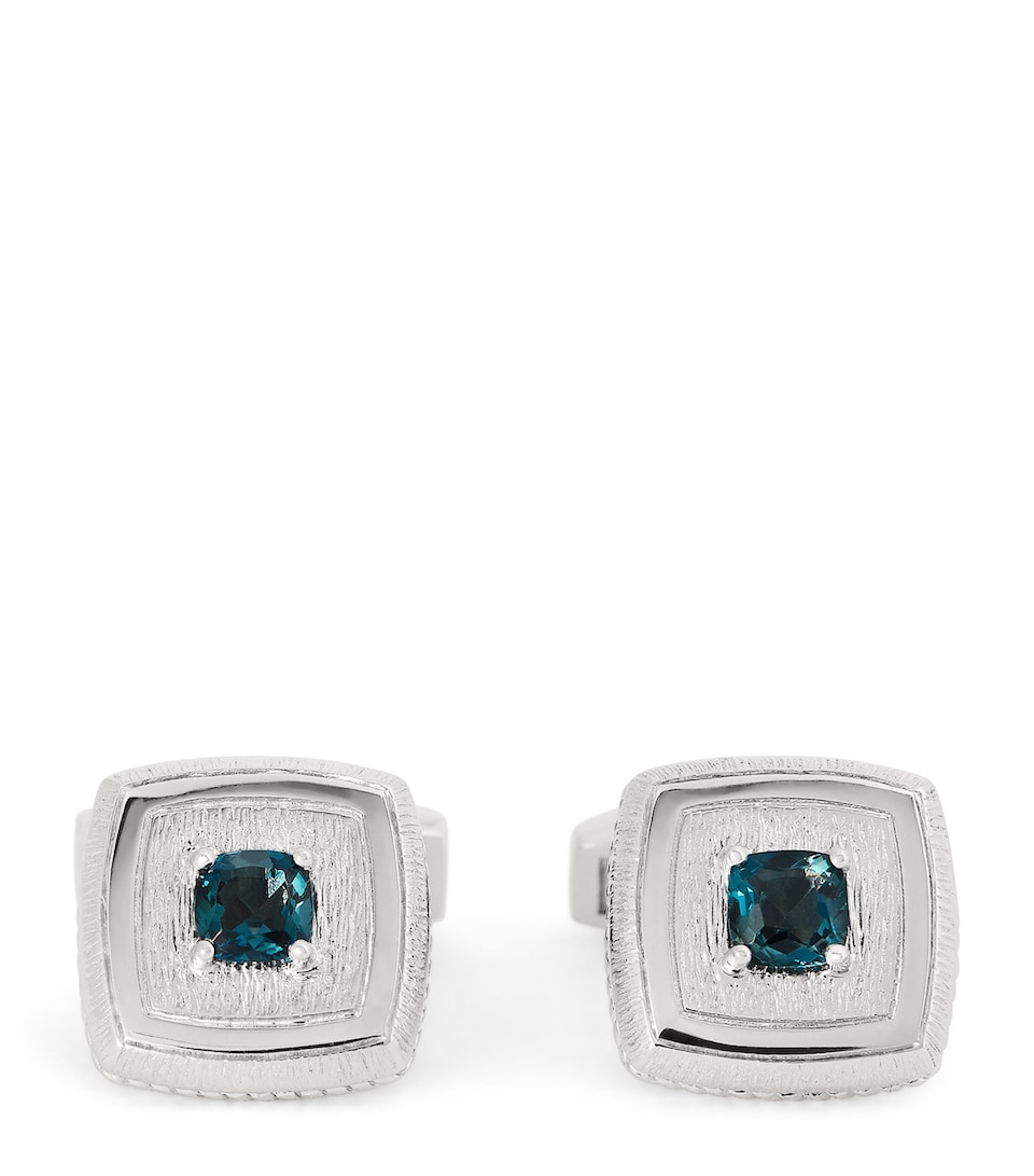 Sterling Silver and Topaz Graffiato Cufflinks