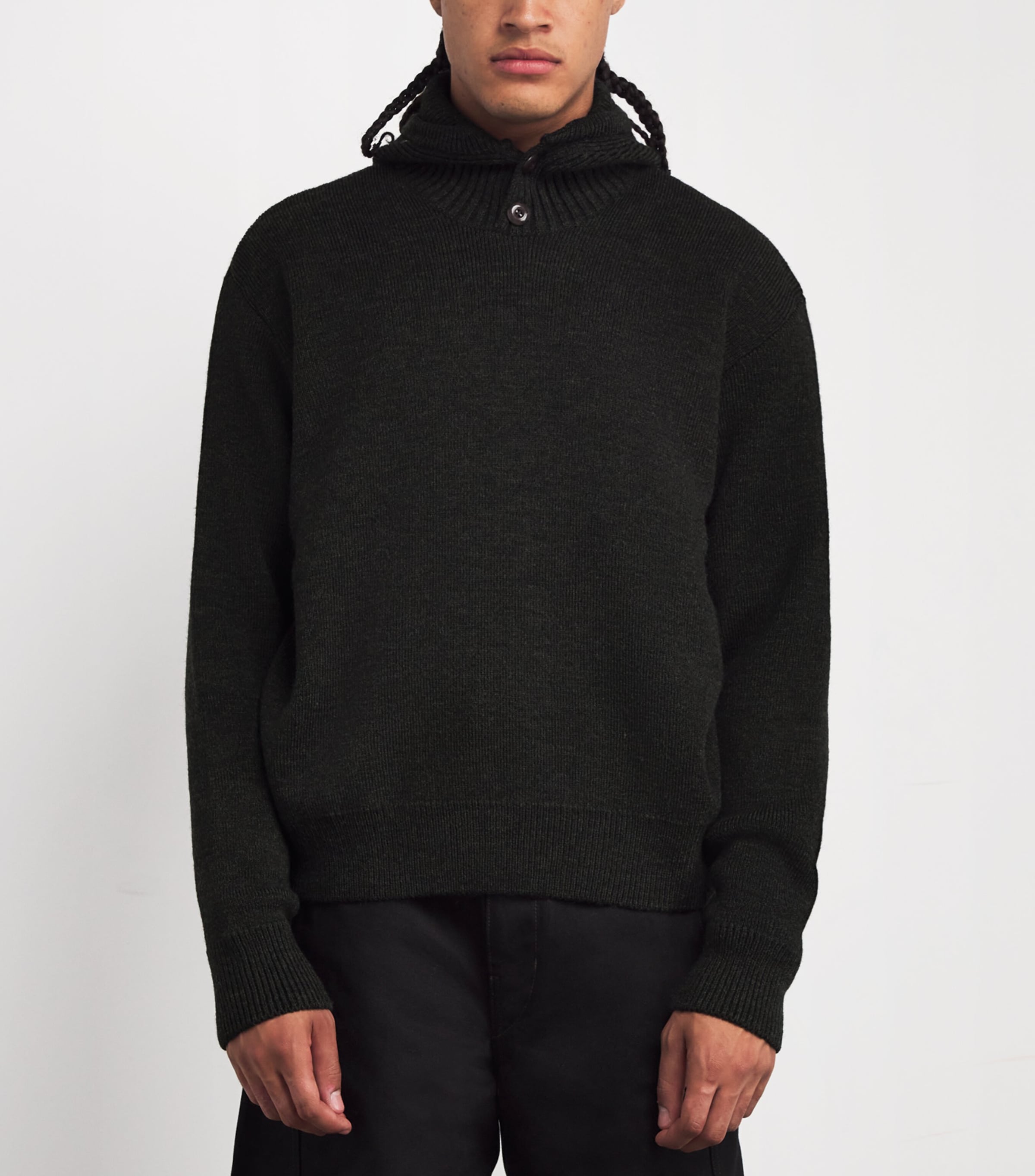 Lemaire Brown Wool-Blend Button-Hood Sweater | Harrods US