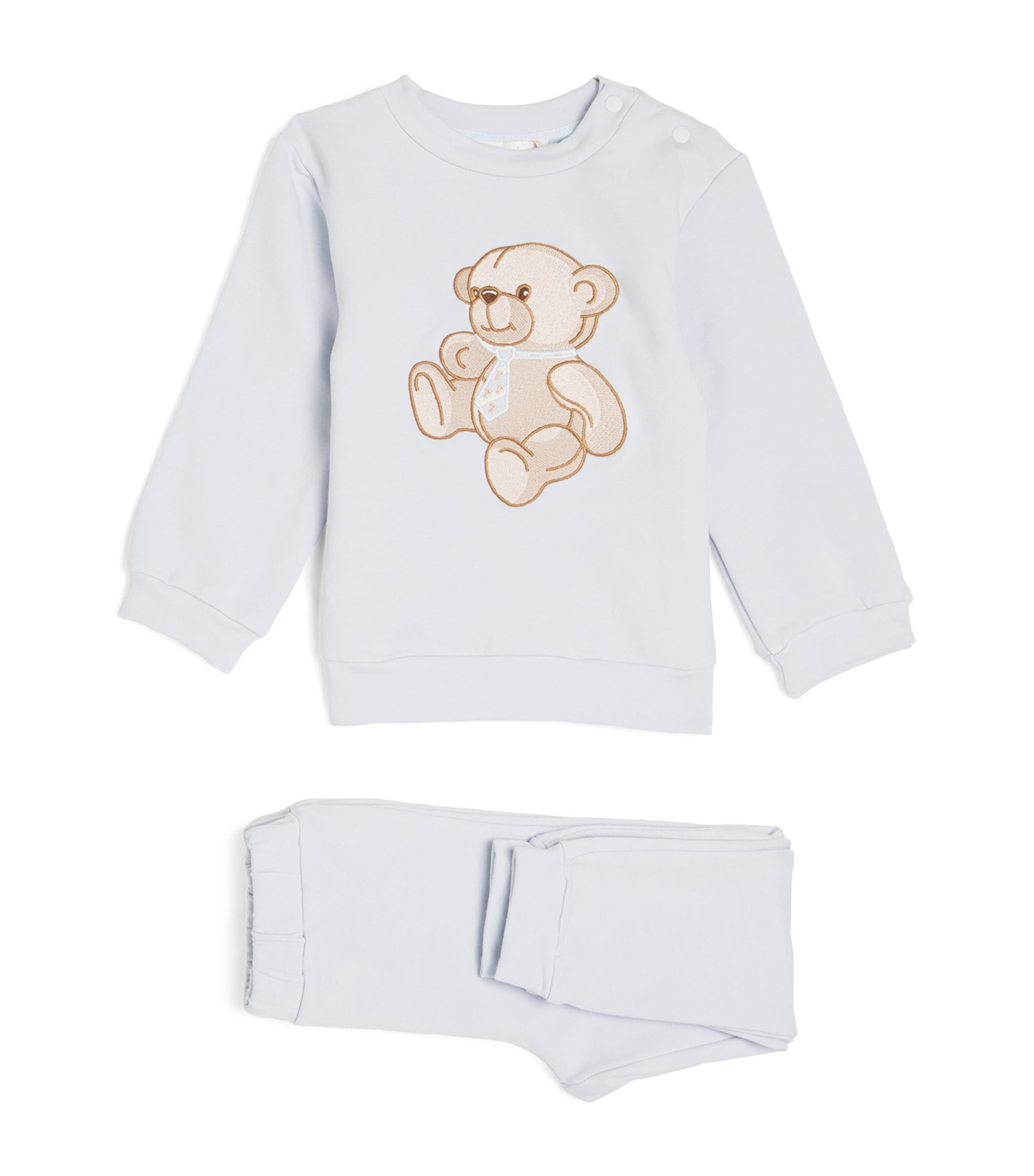 Patachou Kids' Bear Sweatshirt And Sweatpants Set In Blue