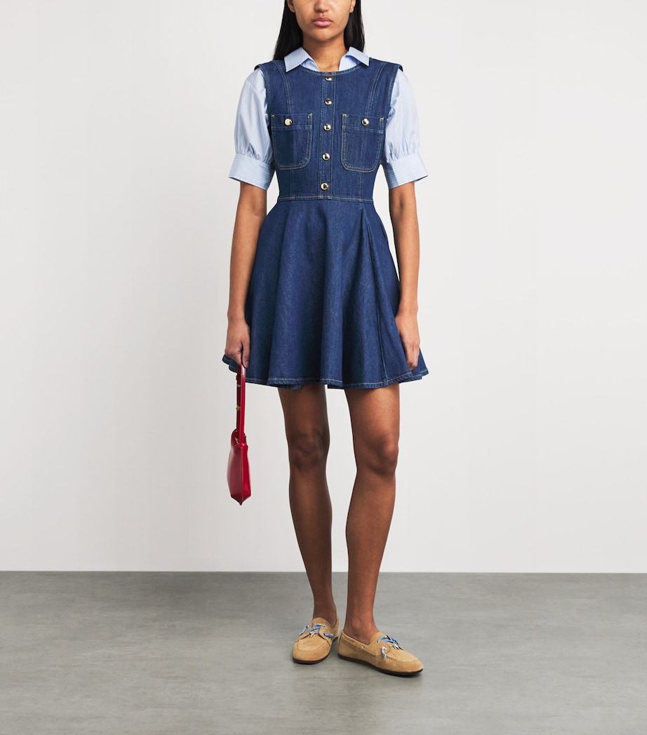 Maje Womens Denim Flared Mini Dress Navy Image 2