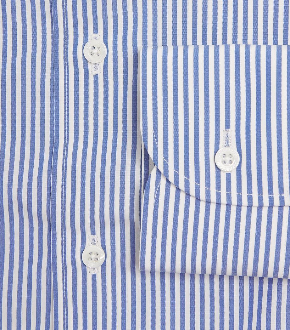 Corneliani Mens Cotton Stripe Shirt Blue Image 6