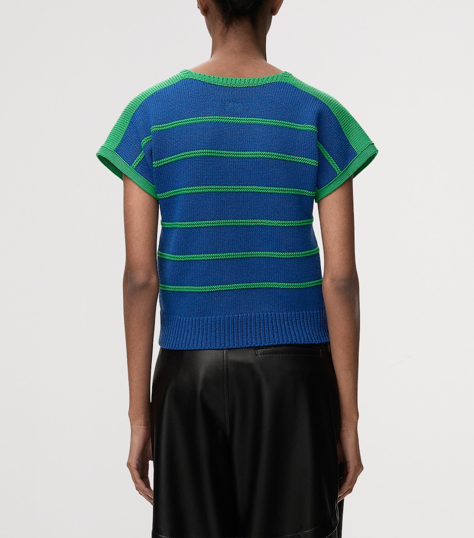 LOEWE Womens Cotton-Wool Stripe Sweater Blue/green Image 4